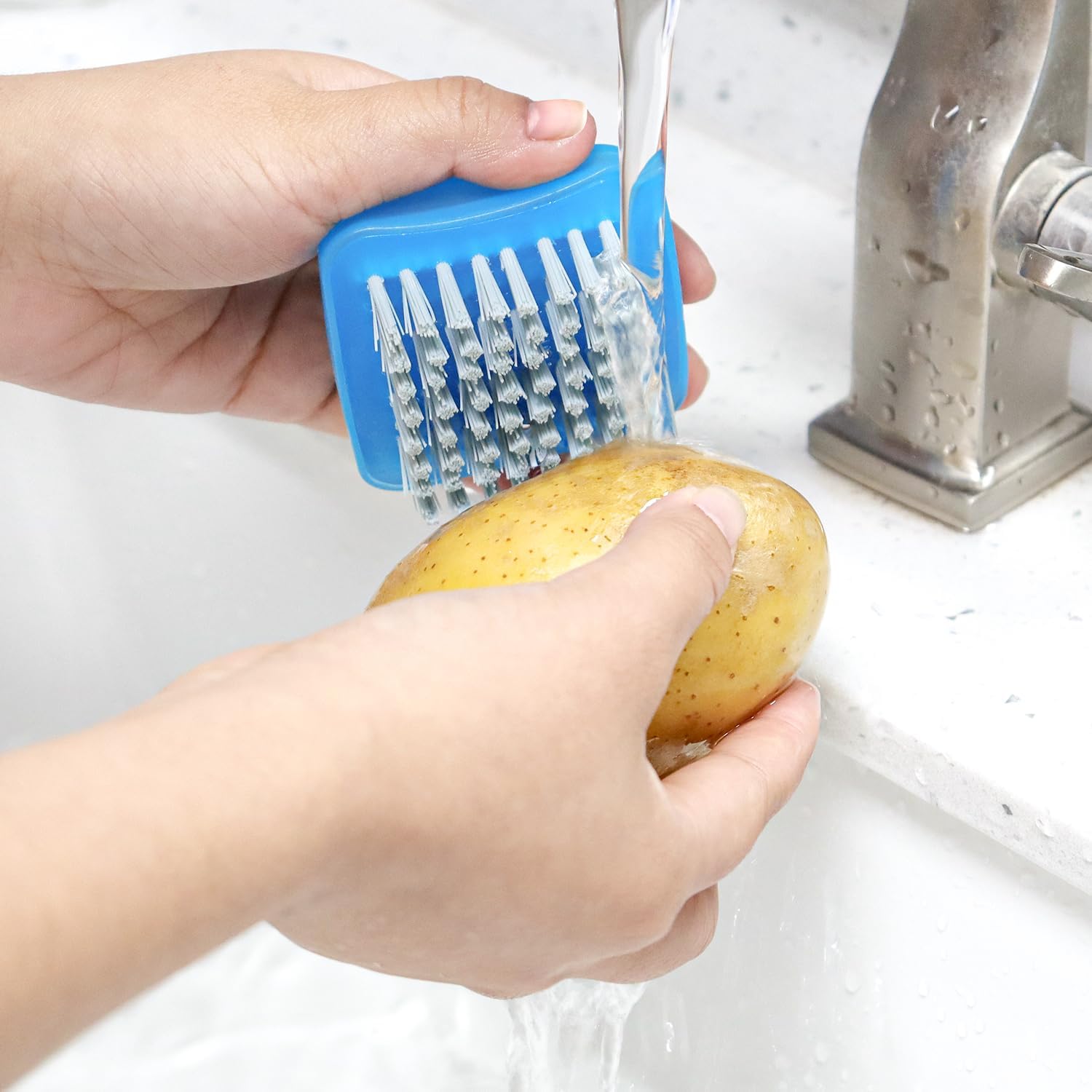 3 Piece Potato Scrubber Brush Vegetable Brush Comfortable Finger Grip Fruit Cleaning Tools for Washing Fruit Mushrooms Carrot or Tough-Skinned Vegetables(3 Color) - Image 5