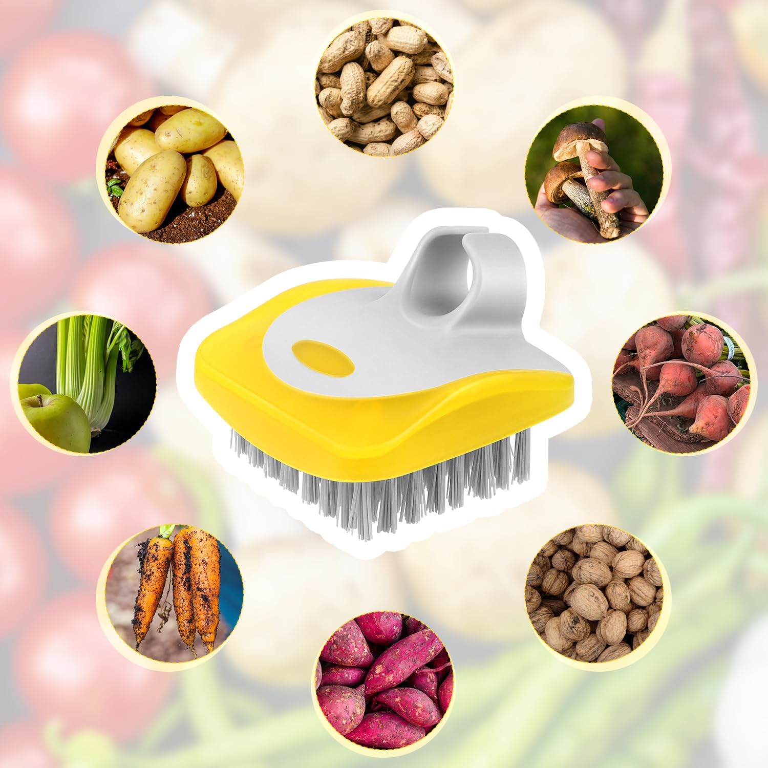 3 Piece Potato Scrubber Brush Vegetable Brush Comfortable Finger Grip Fruit Cleaning Tools for Washing Fruit Mushrooms Carrot or Tough-Skinned Vegetables(3 Color) - Image 6