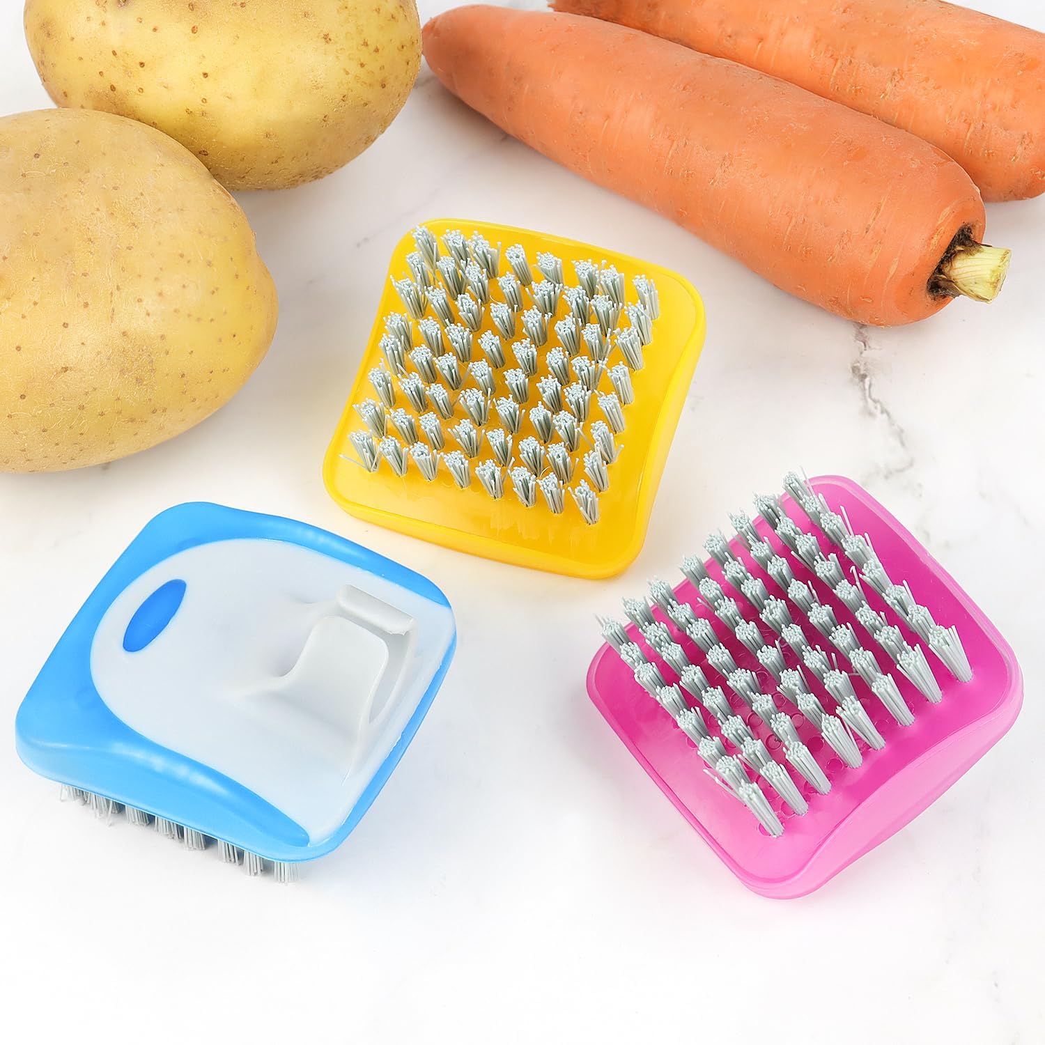 3 Piece Potato Scrubber Brush Vegetable Brush Comfortable Finger Grip Fruit Cleaning Tools for Washing Fruit Mushrooms Carrot or Tough-Skinned Vegetables(3 Color) - Image 7