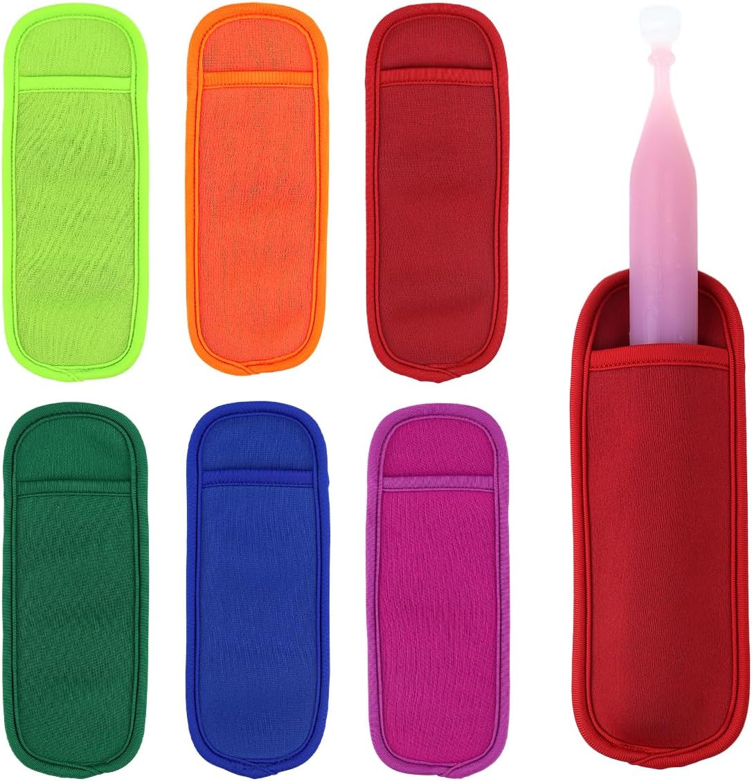 6 Pieces Ice Pop Neoprene Insulator Sleeves Reusable Popsicle Holders Ice Popsicles Bags Ice Pop Sleeves Popsicle Holder Sleeves Ice Pop Stick Sleeves(6 Colors) - Image 1