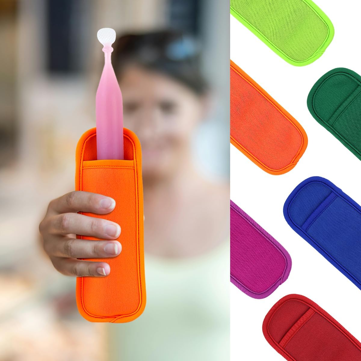 6 Pieces Ice Pop Neoprene Insulator Sleeves Reusable Popsicle Holders Ice Popsicles Bags Ice Pop Sleeves Popsicle Holder Sleeves Ice Pop Stick Sleeves(6 Colors) - Image 6