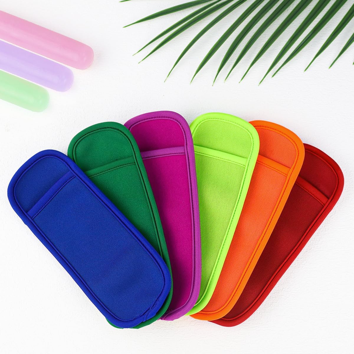 6 Pieces Ice Pop Neoprene Insulator Sleeves Reusable Popsicle Holders Ice Popsicles Bags Ice Pop Sleeves Popsicle Holder Sleeves Ice Pop Stick Sleeves(6 Colors) - Image 7