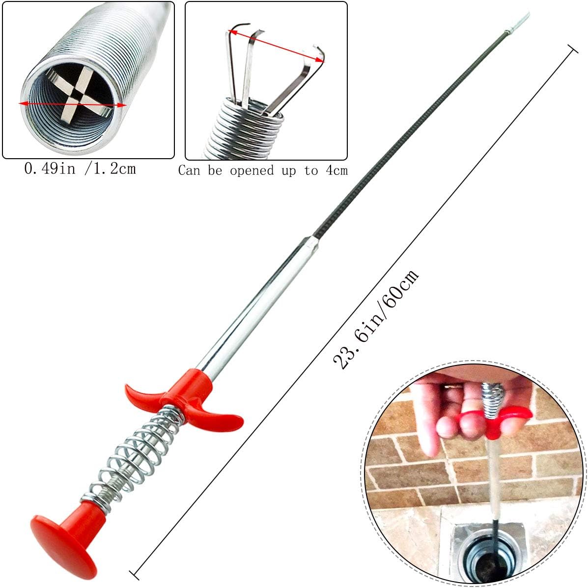 Plumbing Grabber Sink Grabber Flexible Claw Pickup Tool for Litter Pick, Drains, Home Sink, Toilet & Clean Dryer Vents (24inch) - Image 3
