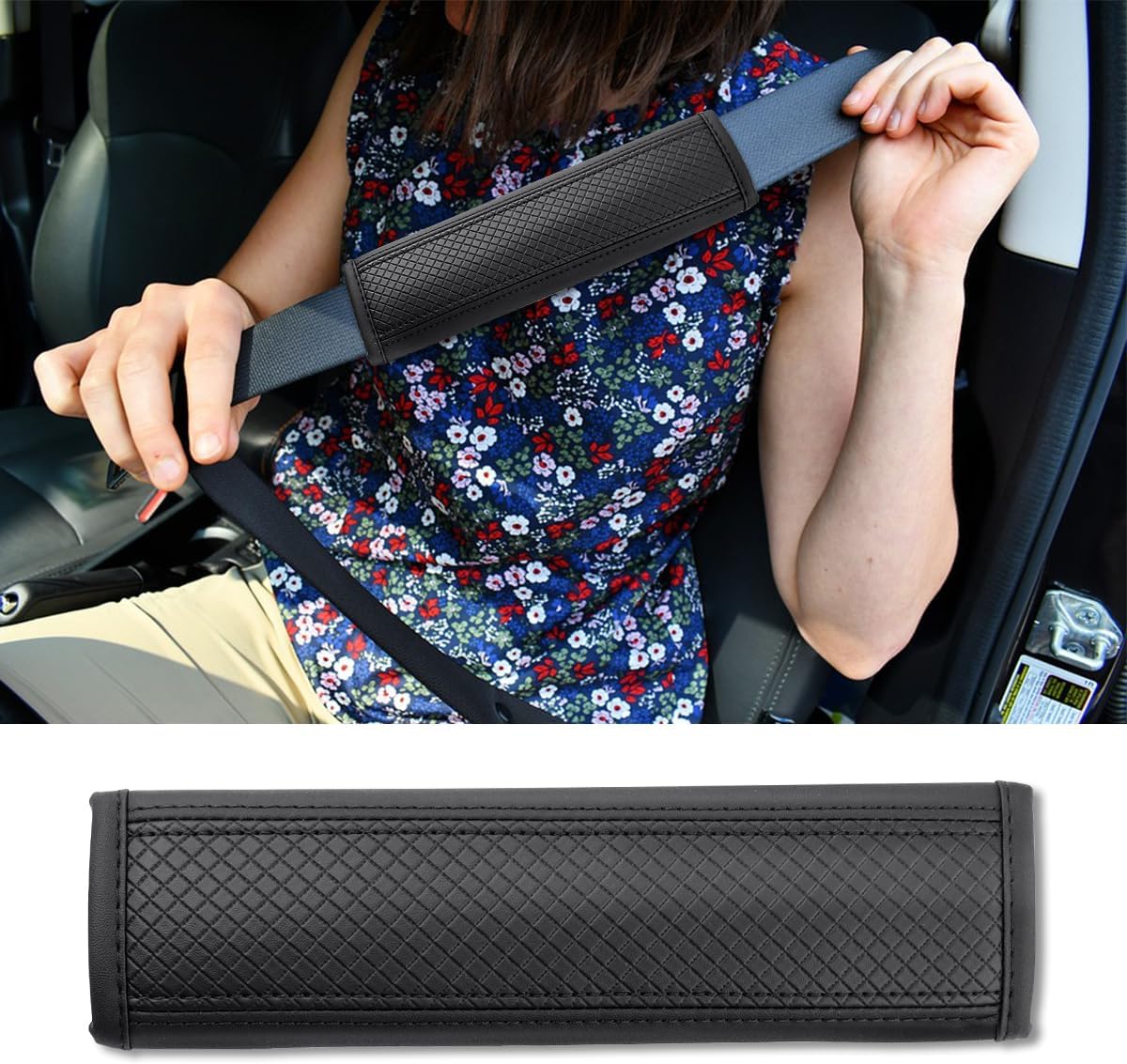 2-Pack Car Seat Belt Cover Pad Fiber Leather Seatbelt Shoulder Strap Covers Soft Comfort Skin-Friendly Universal Black Seatbelt Cover - Image 6