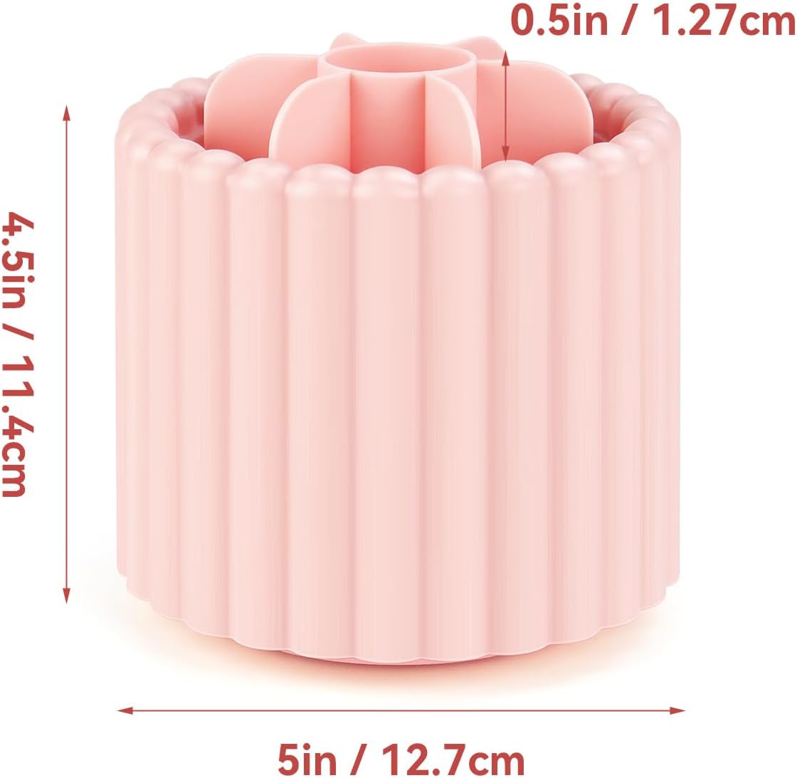 1 Pack 360° Rotating Makeup Brush Organizer, 7 Slot Make up Brush Holder for Vanity, Dresser, Desk (Pink) - Image 3