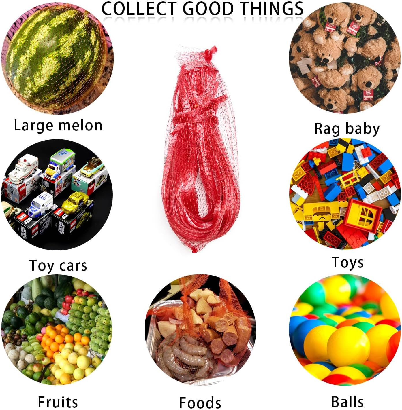 100Pcs Reusable Mesh Produce Bags Nylon Netting, 20 Inch Red Seafood Bag Onion Potato Garlic Storage Bag - Image 5