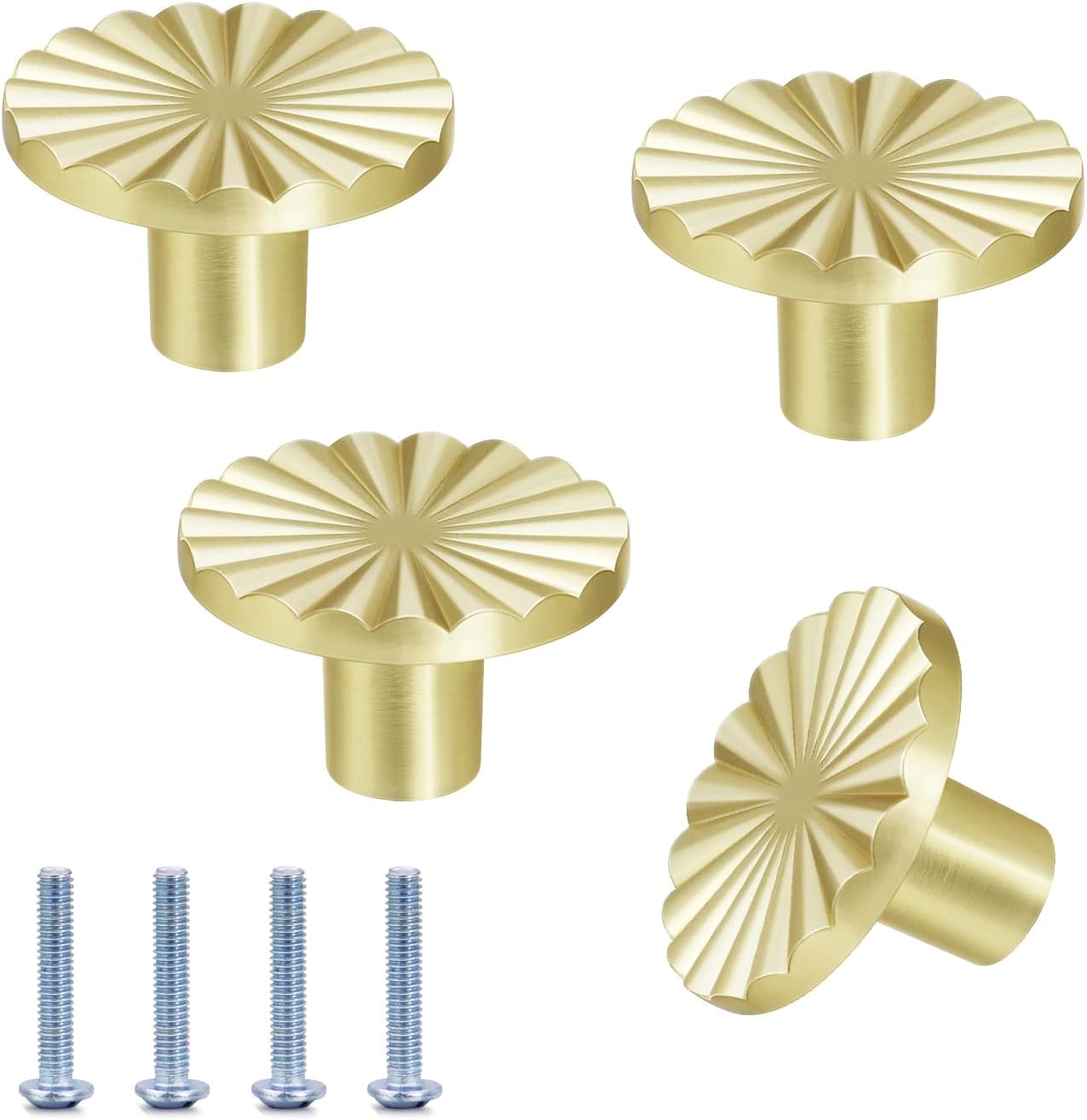 4 Pack Cabinet Knobs Zinc Alloy Solid Kitchen Cabinet Pulls Brushed Gold Drawer Knobs Dresser Cabinet Handles (37 mm) - Image 1