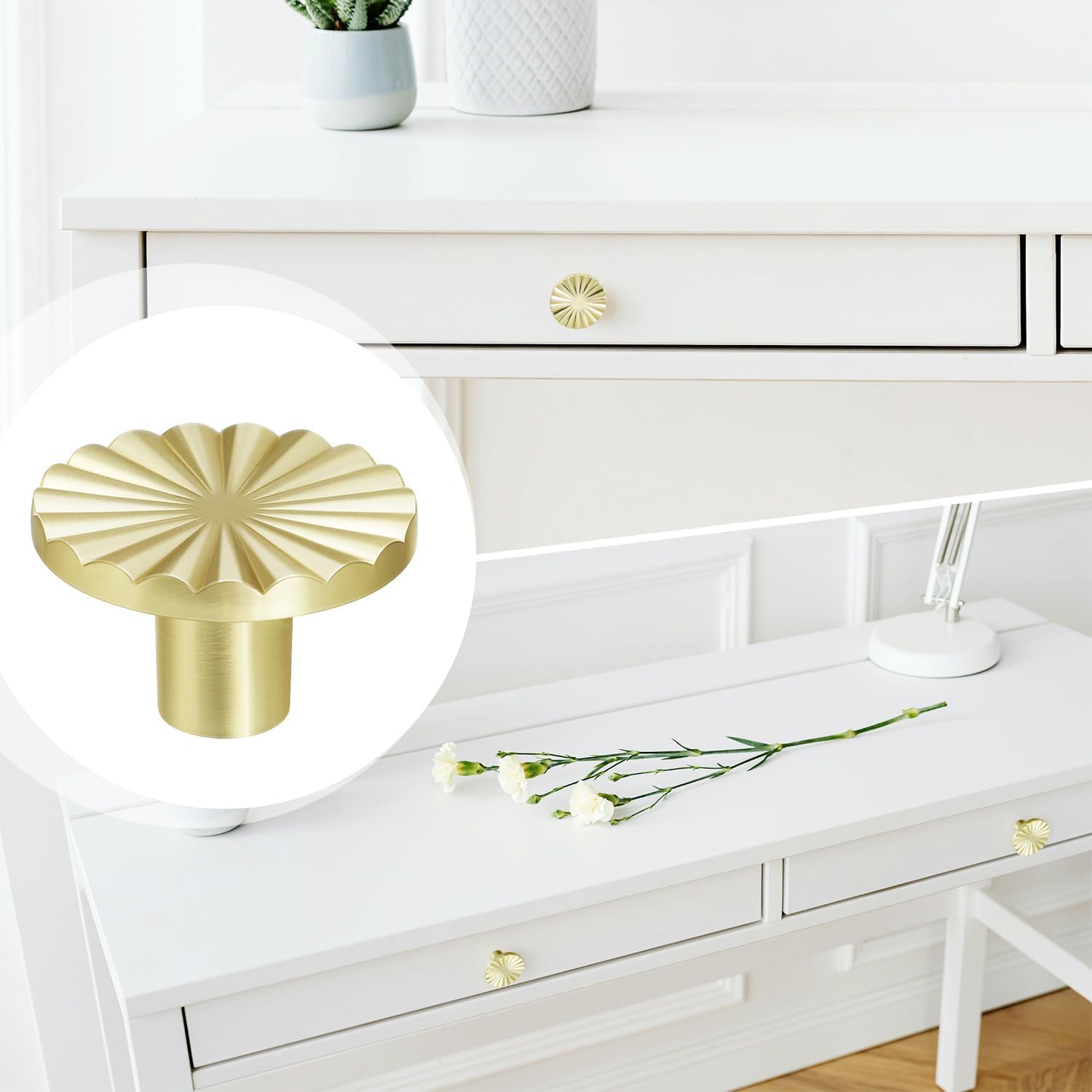 4 Pack Cabinet Knobs Zinc Alloy Solid Kitchen Cabinet Pulls Brushed Gold Drawer Knobs Dresser Cabinet Handles (37 mm) - Image 5