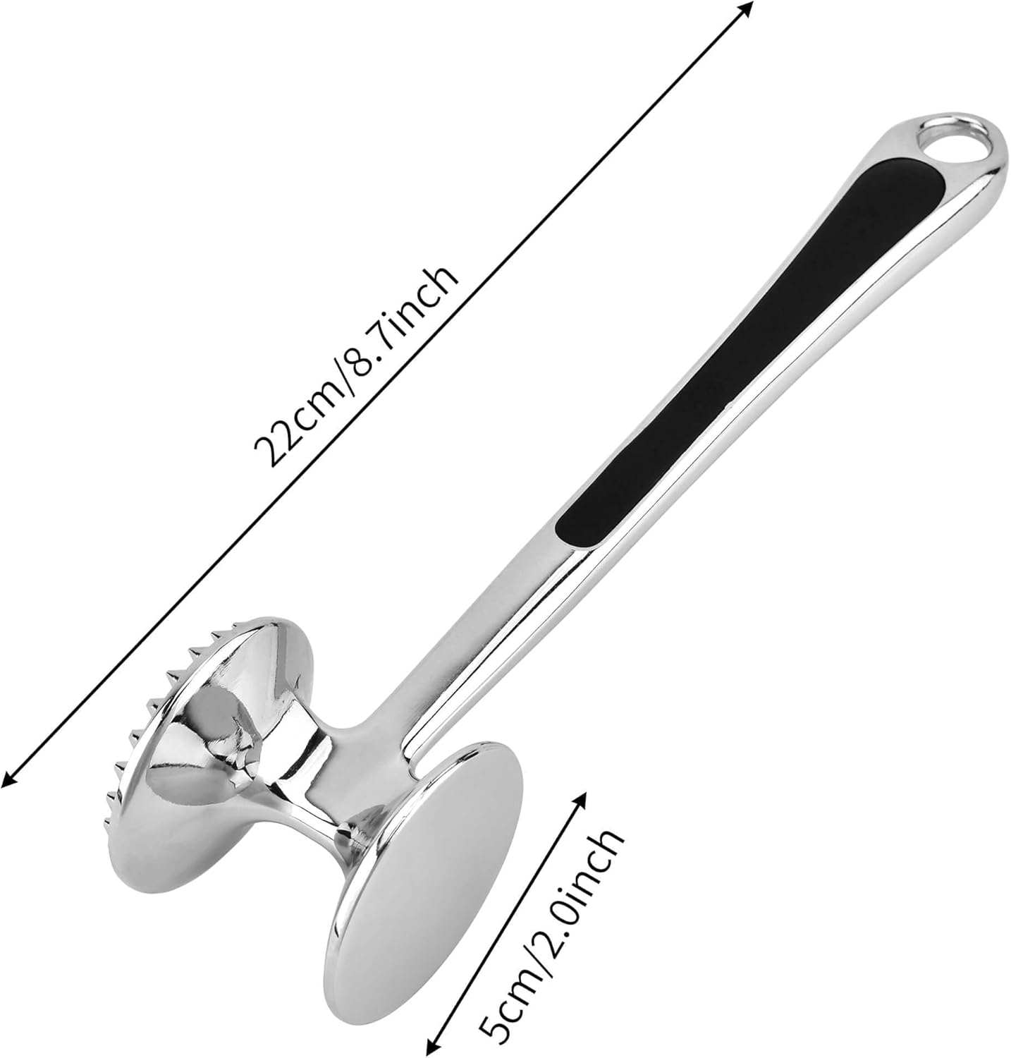 Meat Tenderizer Hammer Tool Mallet Pounder for Kitchen Tenderizing Steak Beef Poultry,Heavy Duty Dual-Sided Tenderiser with Soft Grip Handle - Multifunctional Beater for Chicken,Fish, Baking - Image 2