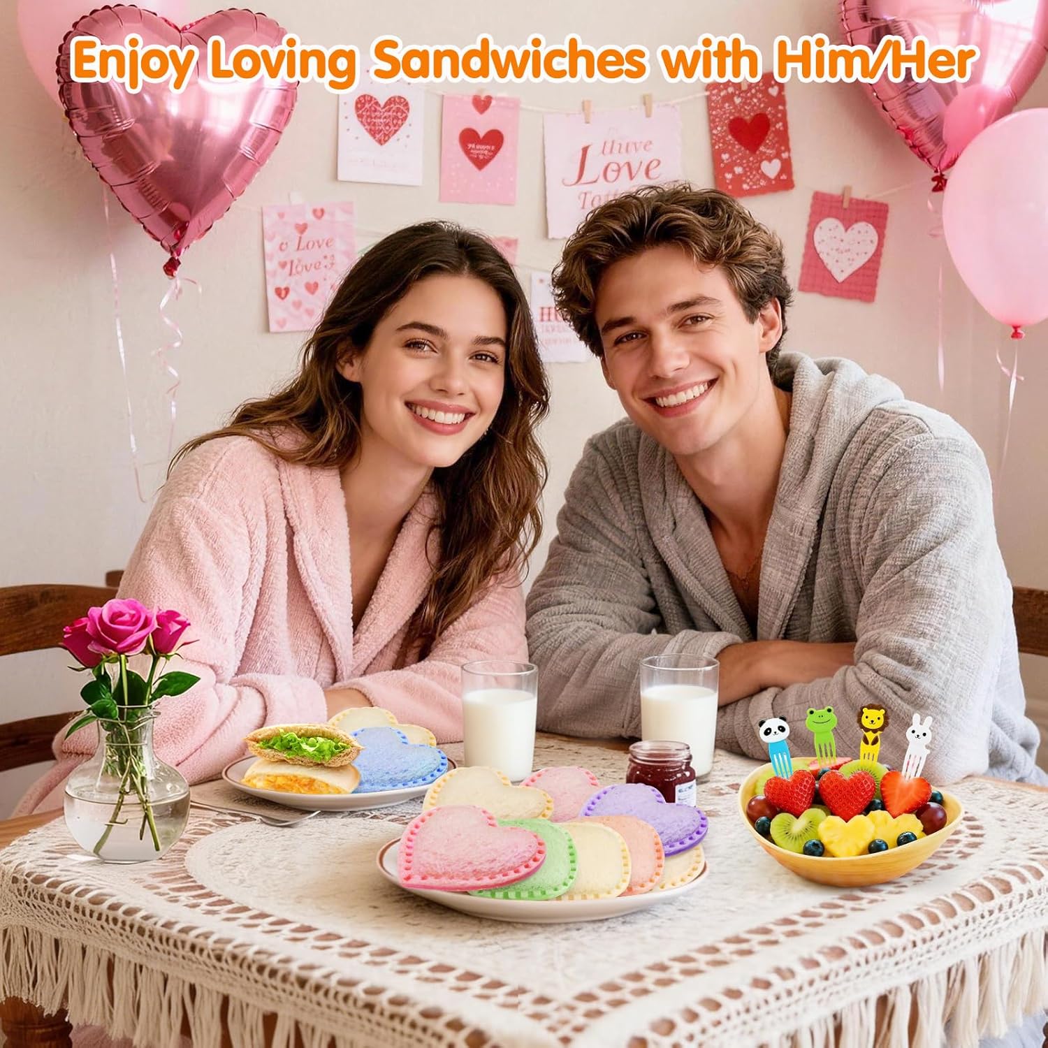Sandwich Cutter and Sealer Set 4 Pcs Bread Decruster Sandwich Cutter Pancake Maker Heart Square Circle Dinosaur Shape DIY Cookie Cutters Gift for Kids Adult Boys Girls - Image 8