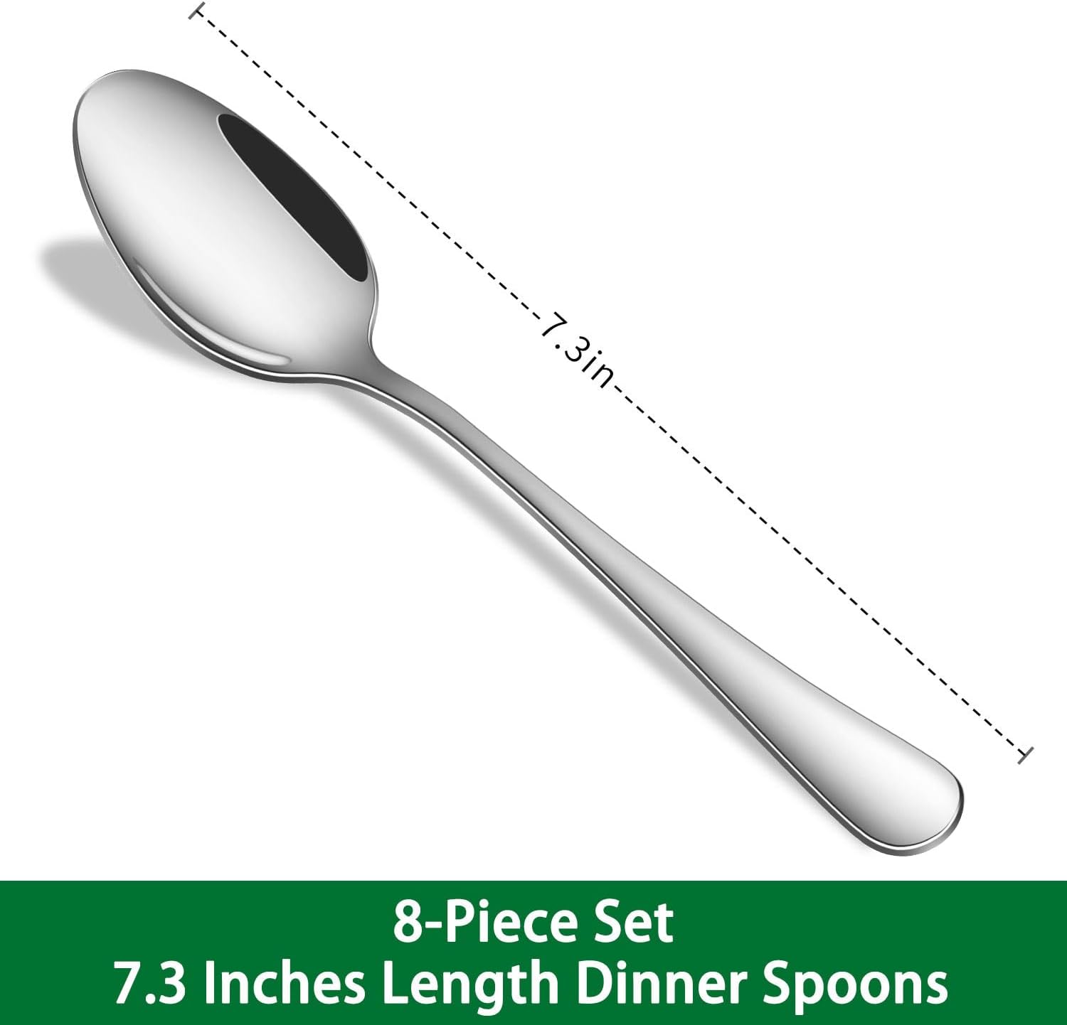 Dinner Spoon Set,8-Piece 7.3 Inch Soup Spoons,Premium Food Grade Stainless Steel Table Spoon,Durable Metal Tablespoon,Dishwasher Safe Silverware Spoons - Image 2