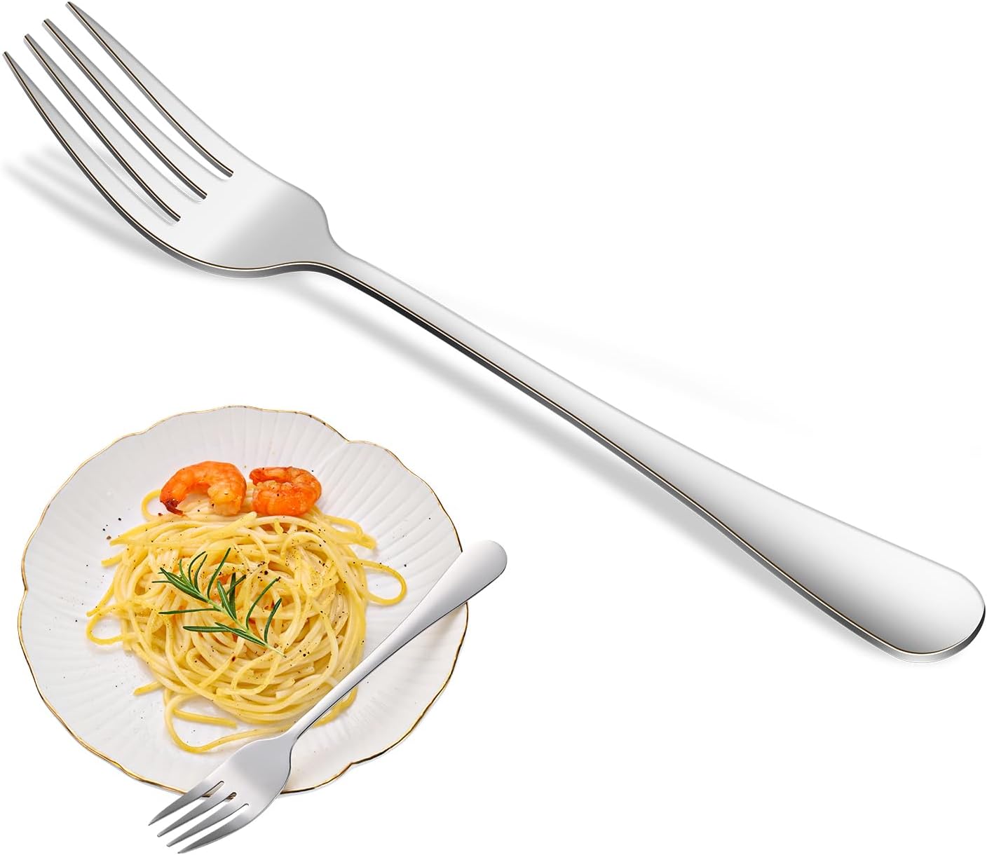 Dinner Forks,8-Piece 8 Inches Stainless Steel Table Fork,Dishwasher Safe Flatware Forks,Food Grade Mirror Polishing Silverware Main Fork For Home,Restaurant Or Hotel - Image 1