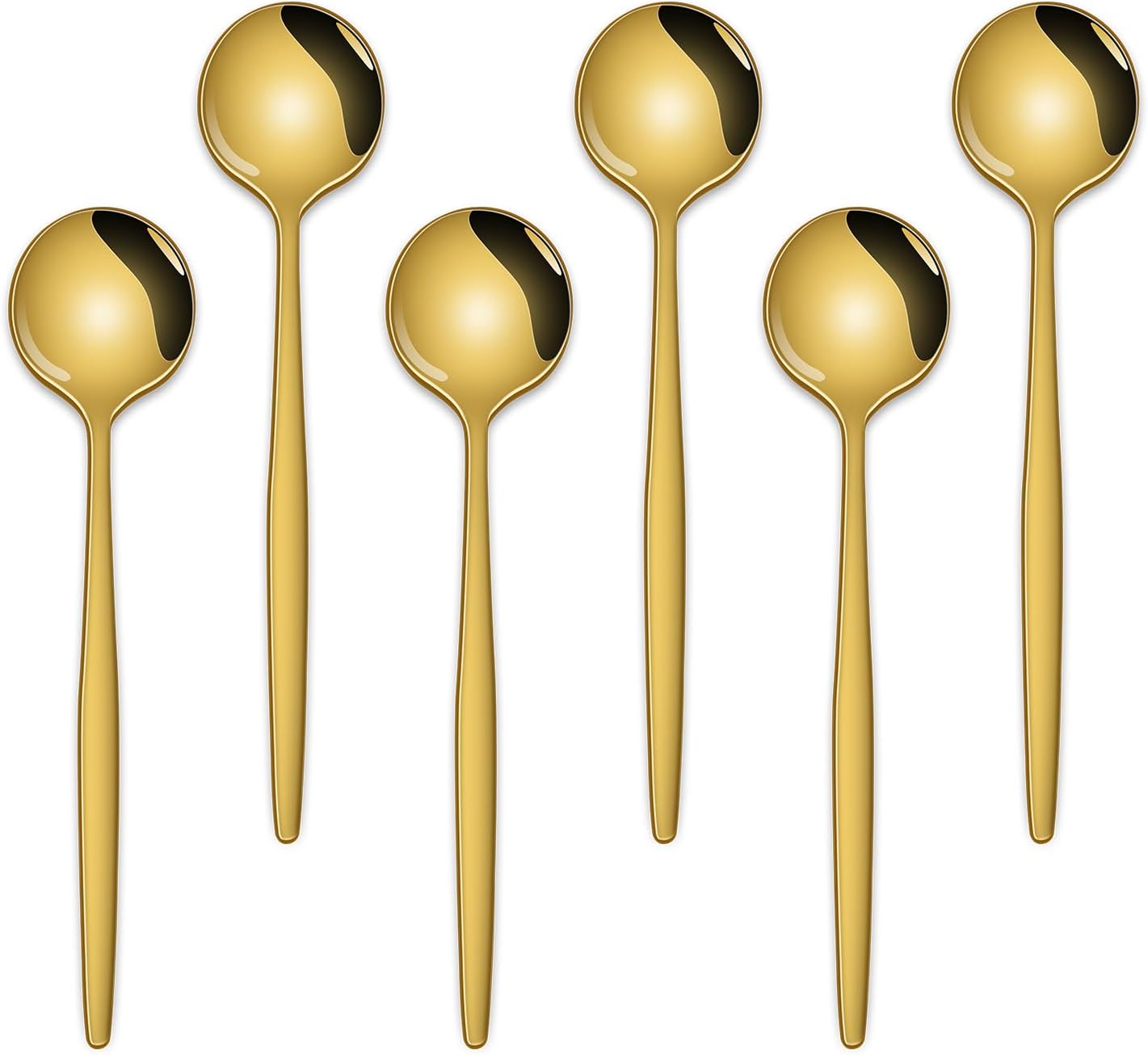 5.1 Inch Coffee & Tea Spoon,6 Pieces Gold Stainless Steel Teaspoon,Mini Spoons For Dessert And Coffee,Durable Demitasse Coffee Spoons For Dessert - Image 1
