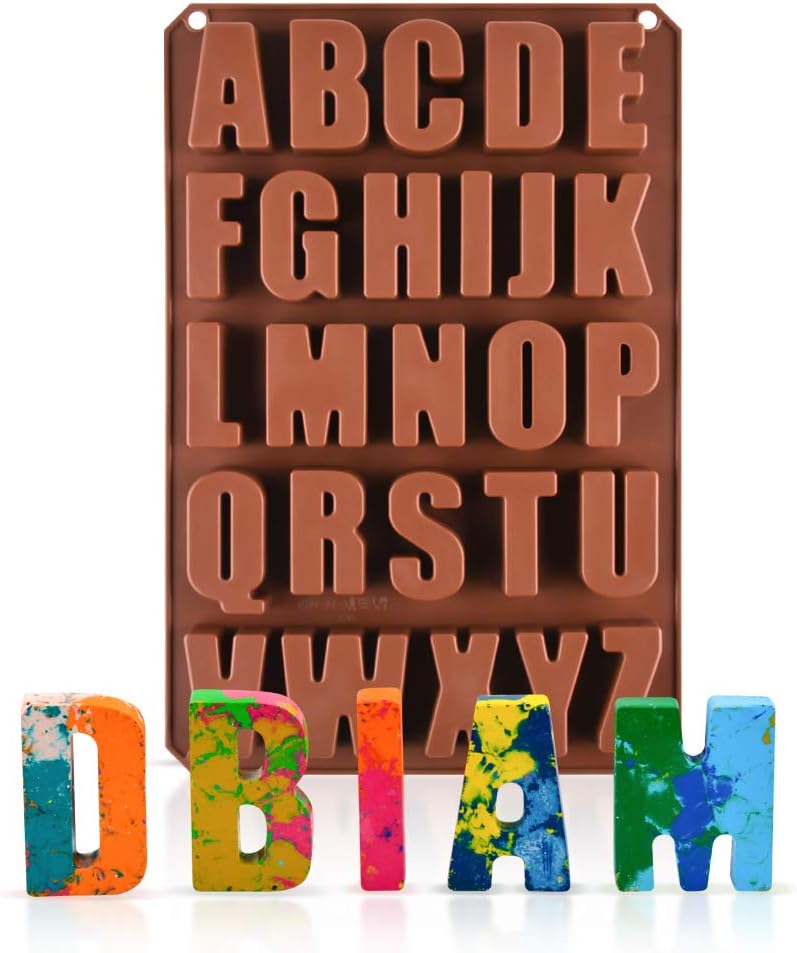 26 Cavities Large Letter Molds Silicone Alphabet Mold for Crayon, Resin, Chocolate, Candy, Wax, Cake Baking Decor (1) - Image 1