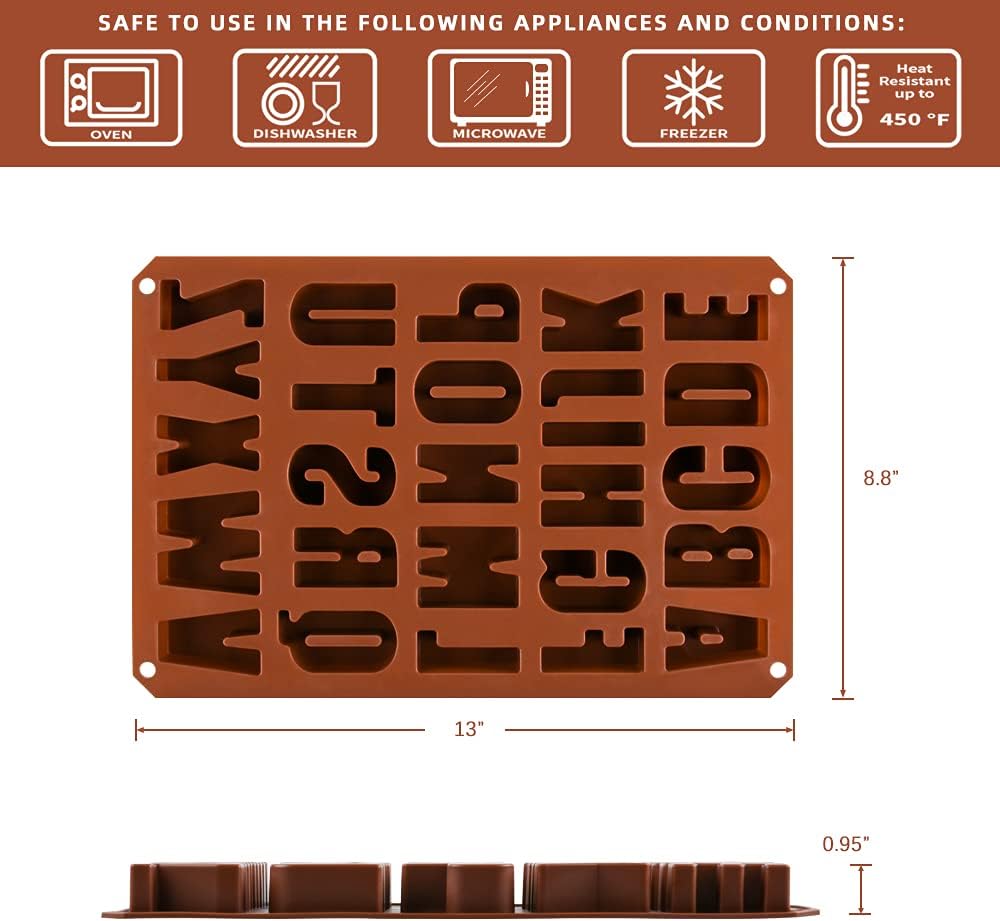 26 Cavities Large Letter Molds Silicone Alphabet Mold for Crayon, Resin, Chocolate, Candy, Wax, Cake Baking Decor (1) - Image 3