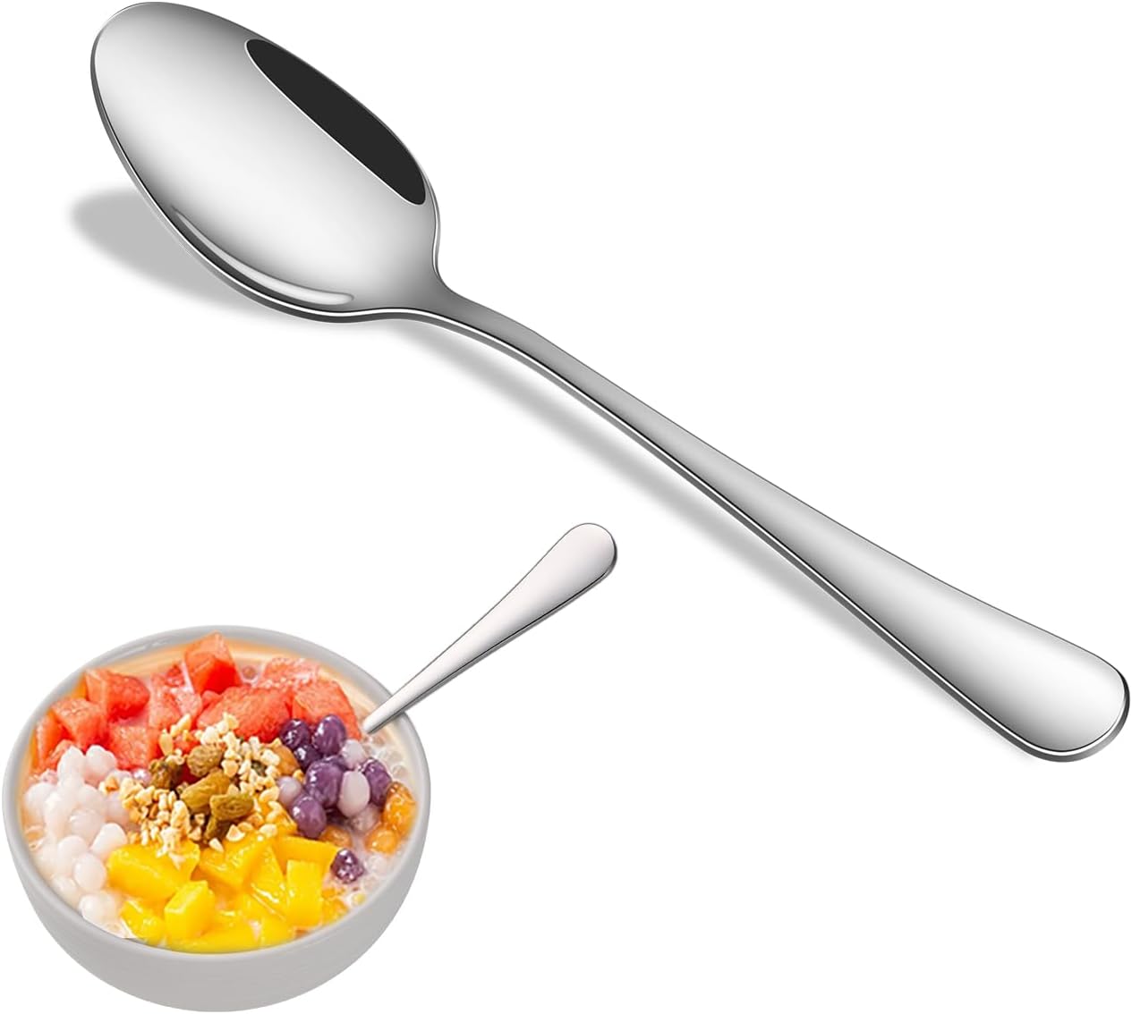 8-Piece 6.7 Inches Stainless Steel Tea Spoon,Durable Dishwasher Safe Teaspoons,Silverware Dessert Spoons For Kitchen,Small Spoons For Restaurant,Hotel - Image 1