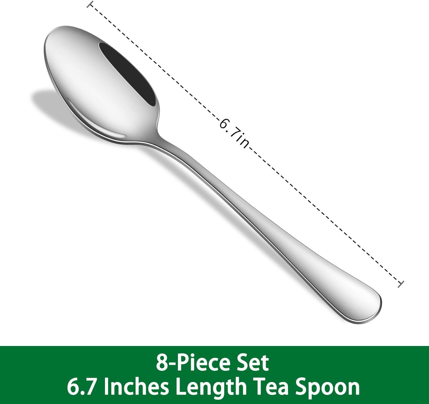 8-Piece 6.7 Inches Stainless Steel Tea Spoon,Durable Dishwasher Safe Teaspoons,Silverware Dessert Spoons For Kitchen,Small Spoons For Restaurant,Hotel - Image 2
