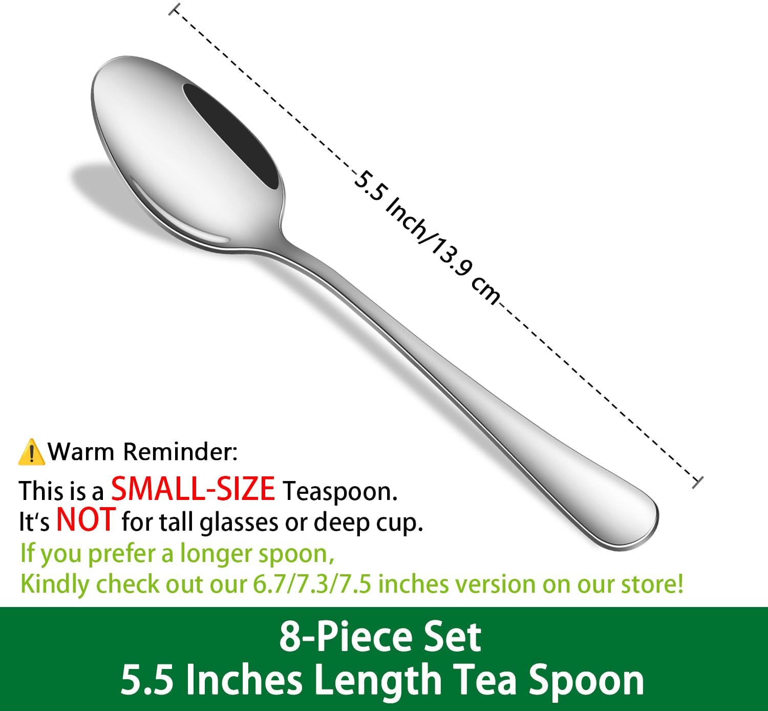 Small Teaspoon,5.5 Inches Stainless Steel Tea Spoons Set Of 8,Espresso Spoon,Durable Dishwasher Safe Small Coffee Spoons,Mini Demitasse Spoon For Dessert - Image 2