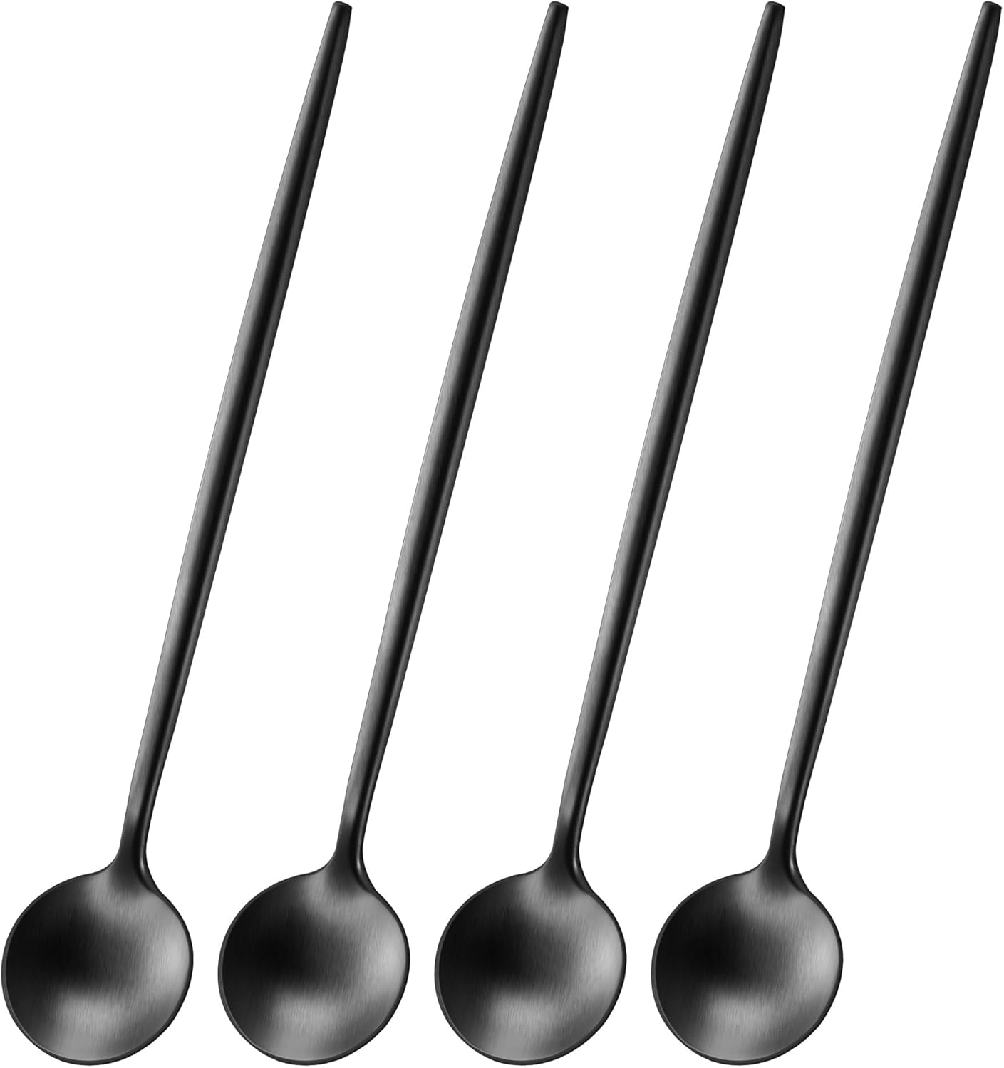 4 PCS 6.7 Inches Satin Black Stainless Steel 18/10 Coffee Spoons,Iced Tea Spoon,Espresso Stirring Spoons,Matte Black SS304 Teaspoons,Dessert Spoon,Long Coffee Spoons accessories - Image 1