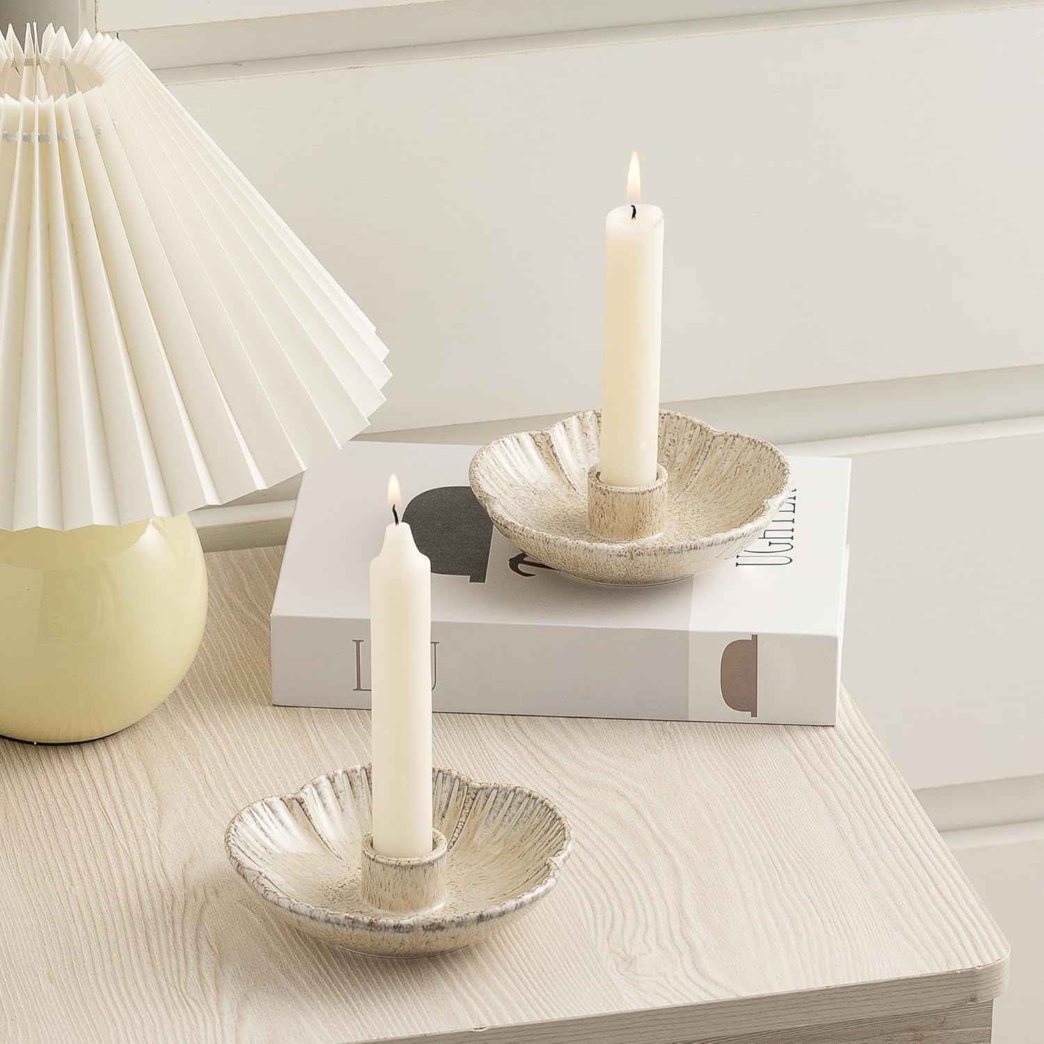 Ceramic Candlestick Holder， Candle Holder for Taper Candles,Incense, Santo Palo, Halloween Christmas Wedding Parties, Dining Room Home Decoration Display - Camel - Image 2