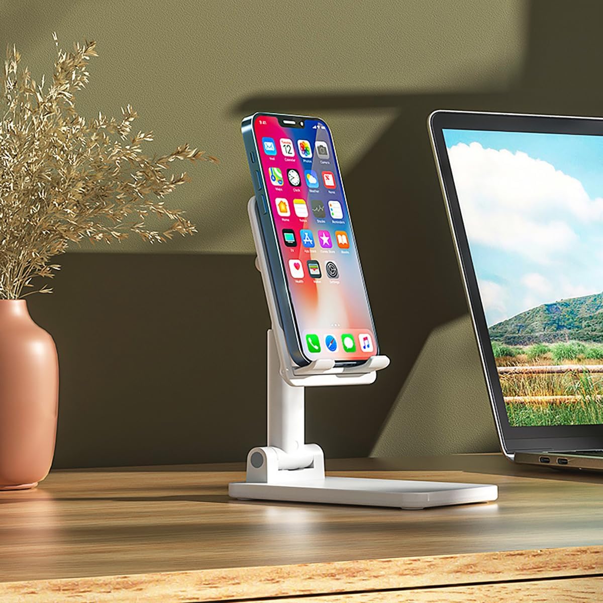 Portable Aluminum Laptop & Phone Stand, Adjustable, Foldable, Ergonomic, for MacBook, iPad, Tablets & Smartphones, Office Desk Accessories - Image 4