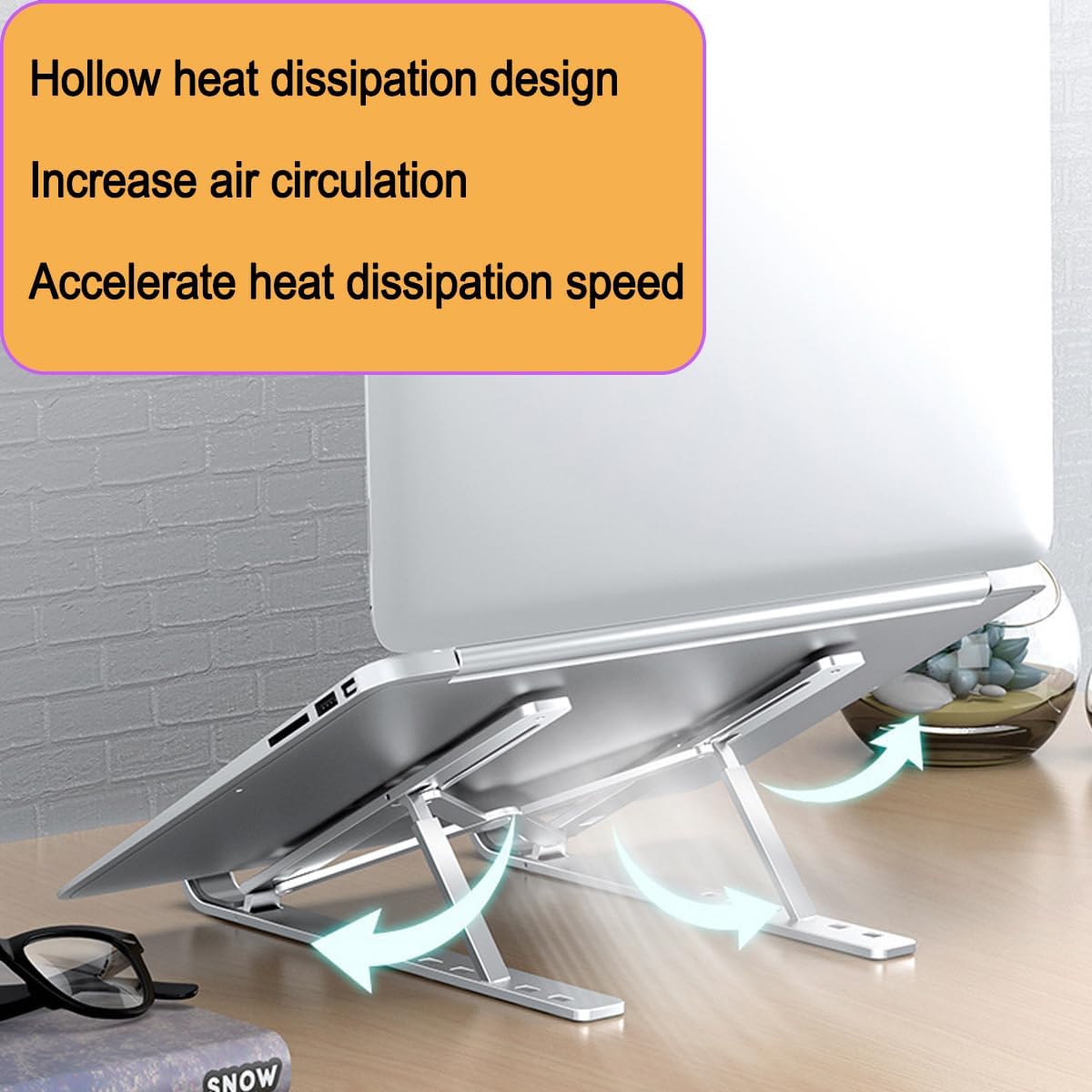 Portable Aluminum Laptop & Phone Stand, Adjustable, Foldable, Ergonomic, for MacBook, iPad, Tablets & Smartphones, Office Desk Accessories - Image 6