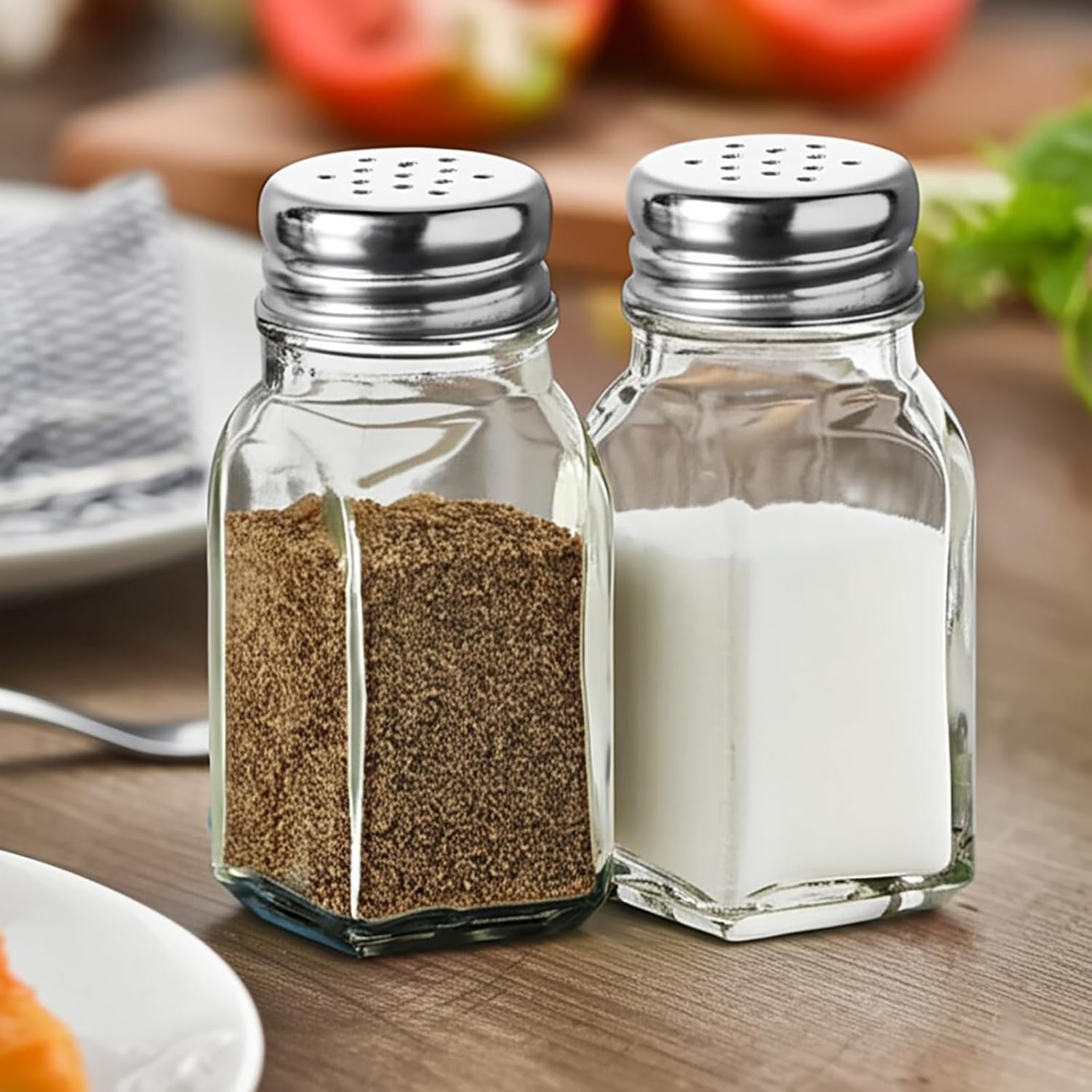 Salt and Pepper Shakers Set Clear Glass, Kitchen Gadgets Cooking Table - Image 2