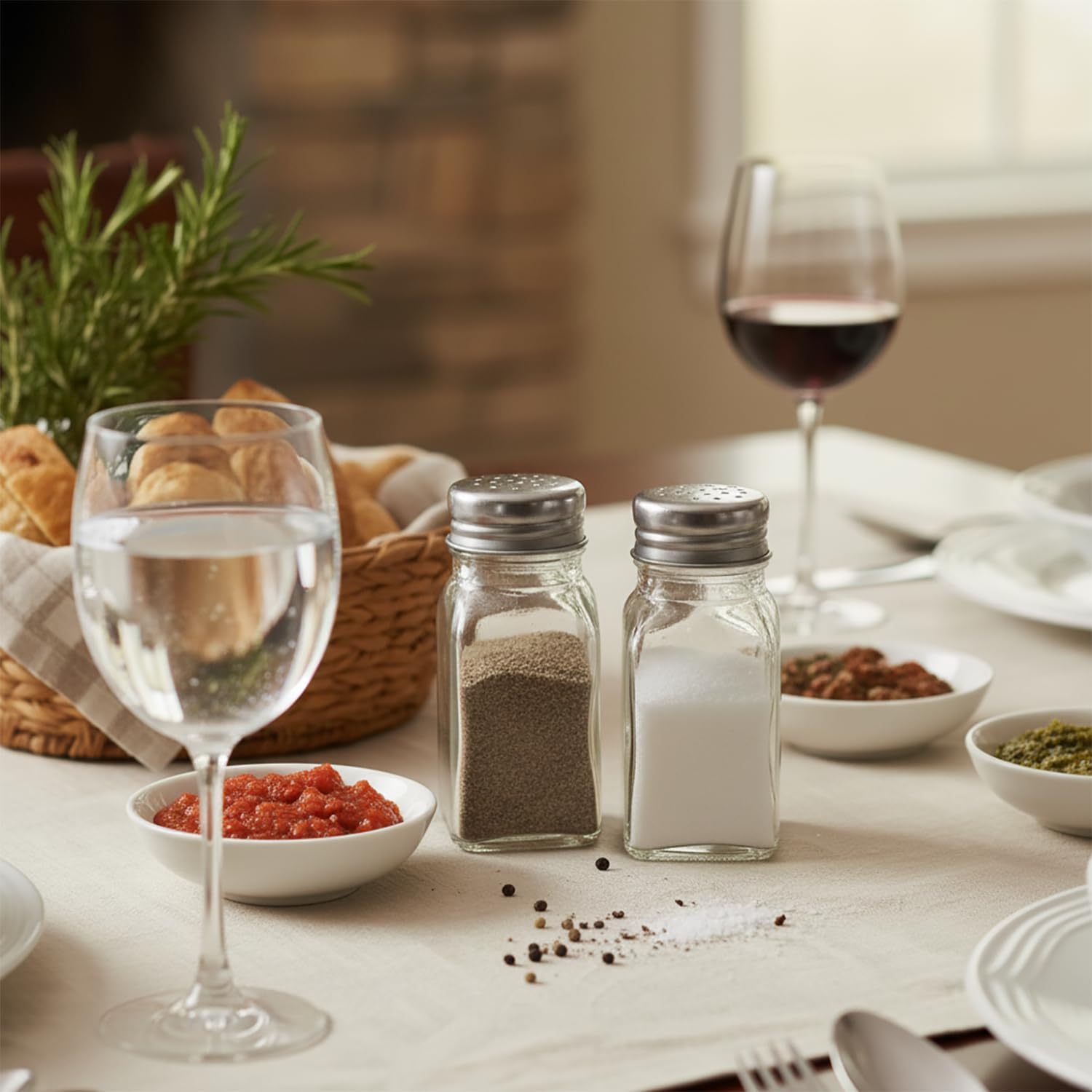 Salt and Pepper Shakers Set Clear Glass, Kitchen Gadgets Cooking Table - Image 3