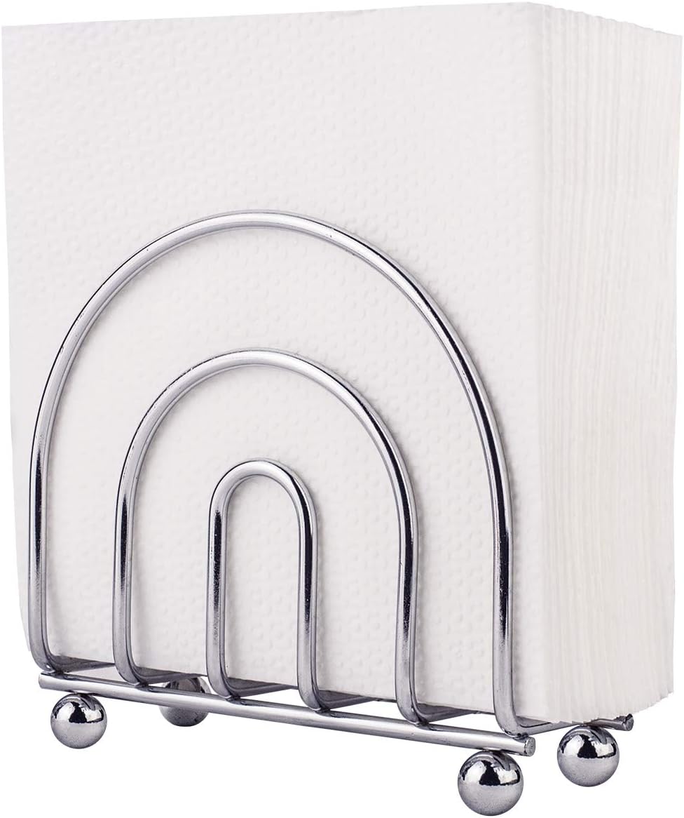 Paper Napkin Holder Tissue Dispenser for Kitchen Countertops, Dining Table, Picnic Table, Indoor & Outdoor Use, Chrome Finish (Classic) - Image 1
