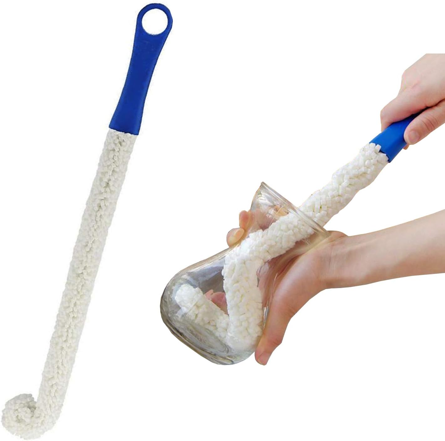 Long Bottle Brush Cleaner for Decanters & Water Bottles – 16” Flexible Foam Washing Wand for Vases, Tumblers, Baby Bottles, and Glassware (Not for Standard Beer/Wine Bottles) - Image 1