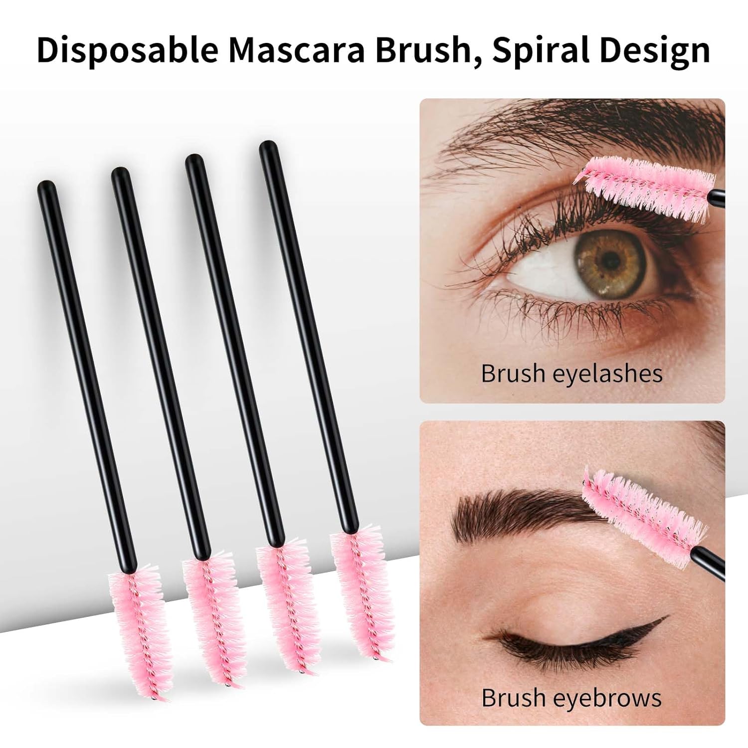 500PCS Disposable Lash Spoolies, Eyelash Eyebrow Brush for Extensions, Mascara Wands, Lash Extension Supplies, Eye Makeup Brushes & Tools, Pink - Image 3