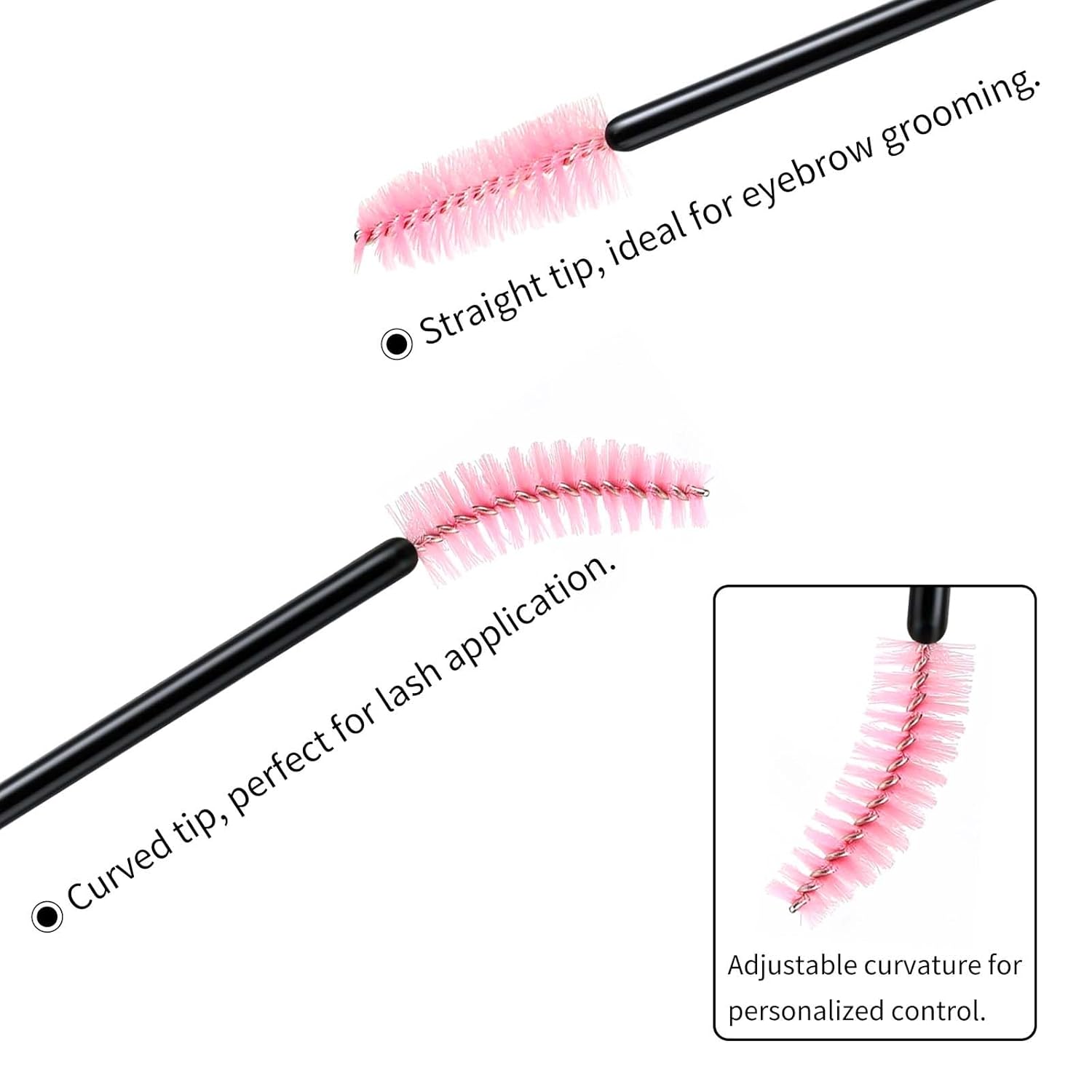 500PCS Disposable Lash Spoolies, Eyelash Eyebrow Brush for Extensions, Mascara Wands, Lash Extension Supplies, Eye Makeup Brushes & Tools, Pink - Image 4