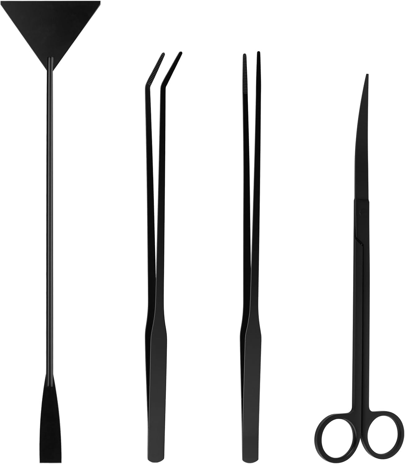 Aquarium Aquascape Tools Kit - 4 in 1 Terrarium Decor Supplies with Long Tweezers Feeding Tongs, Aquarium Scissors, Algae Scraper, Live Fish Plants Tank Accessories Cleaning Trimming Kit - Image 1