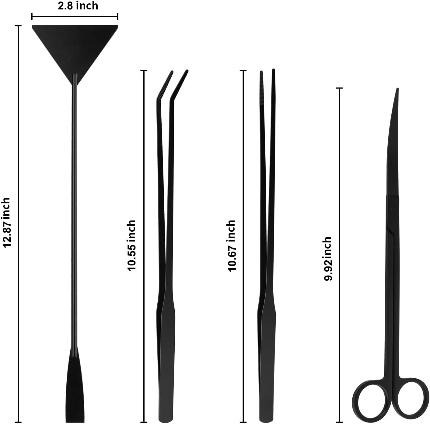 Aquarium Aquascape Tools Kit - 4 in 1 Terrarium Decor Supplies with Long Tweezers Feeding Tongs, Aquarium Scissors, Algae Scraper, Live Fish Plants Tank Accessories Cleaning Trimming Kit - Image 2