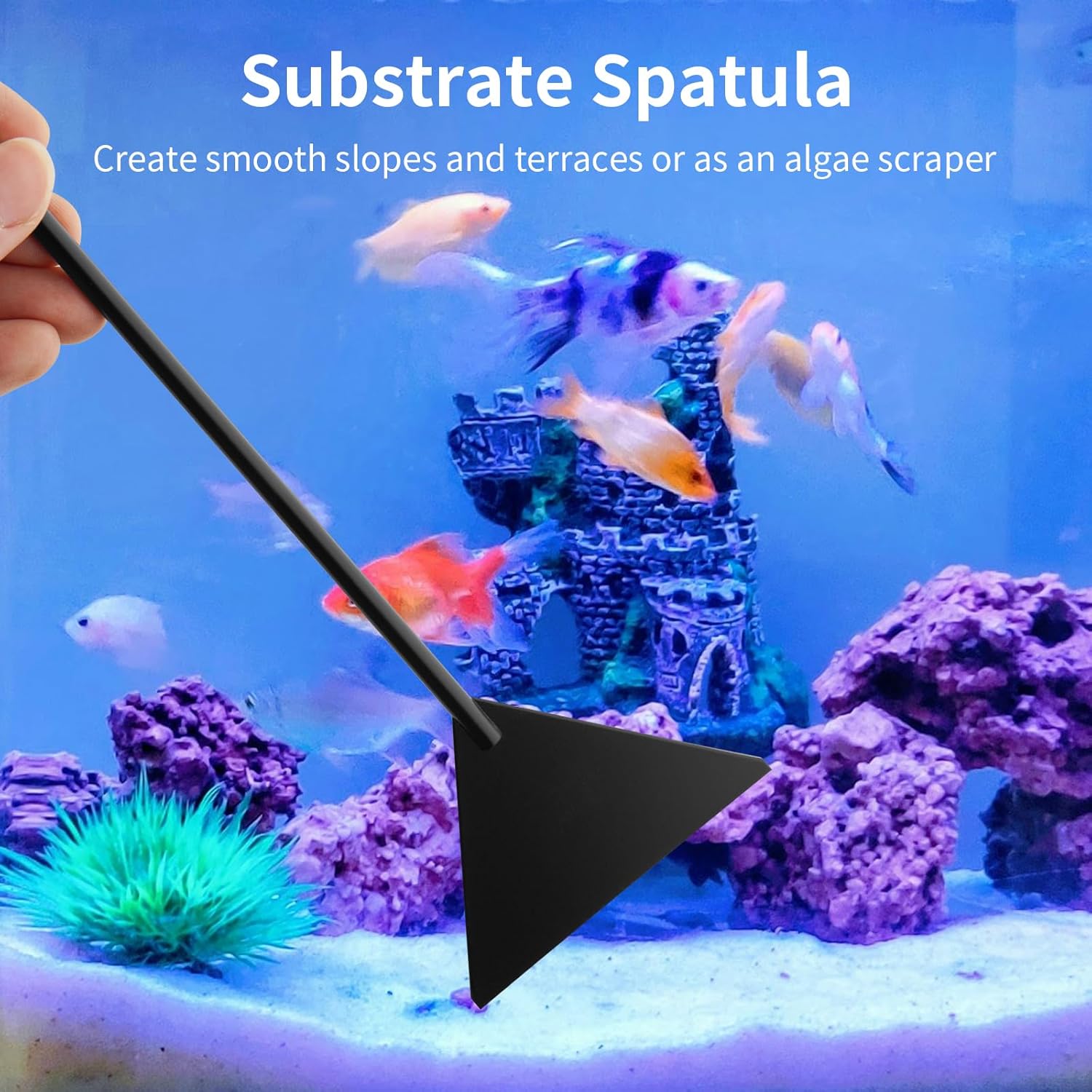 Aquarium Aquascape Tools Kit - 4 in 1 Terrarium Decor Supplies with Long Tweezers Feeding Tongs, Aquarium Scissors, Algae Scraper, Live Fish Plants Tank Accessories Cleaning Trimming Kit - Image 3