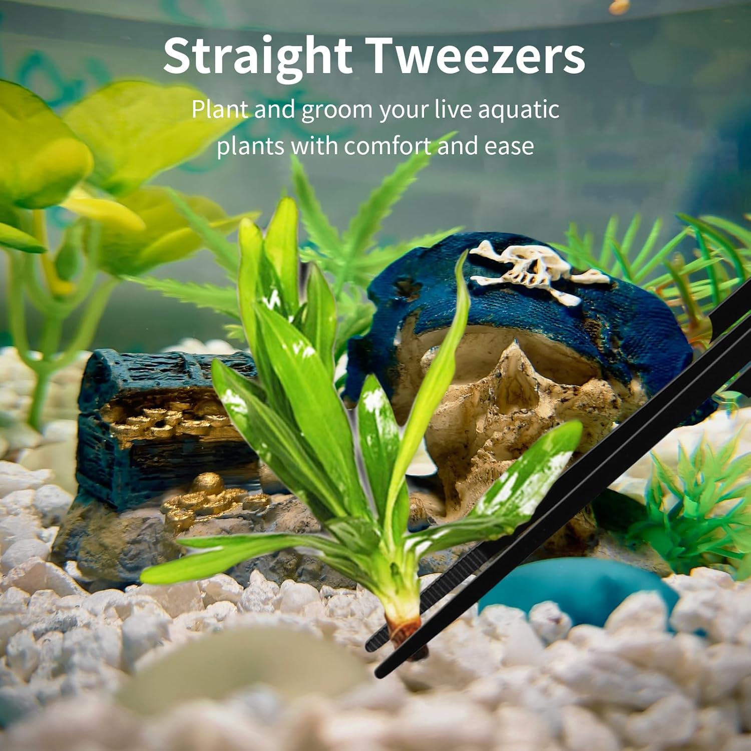 Aquarium Aquascape Tools Kit - 4 in 1 Terrarium Decor Supplies with Long Tweezers Feeding Tongs, Aquarium Scissors, Algae Scraper, Live Fish Plants Tank Accessories Cleaning Trimming Kit - Image 6