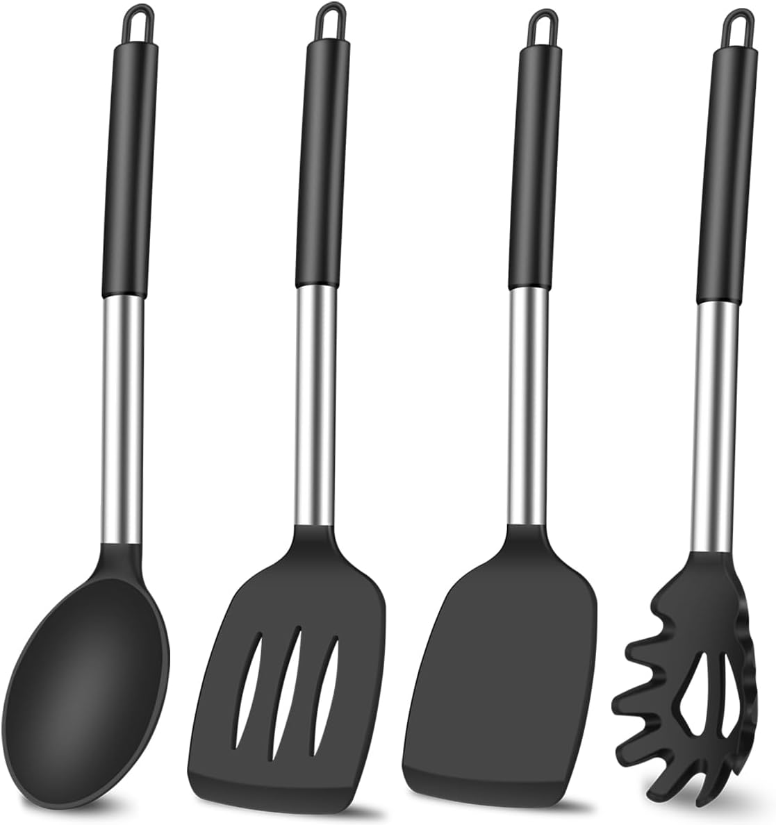 4Pcs Silicone Spatula Turner Slotted Spatula Set Spoon, Spatulas Silicone Heat Resistant Wok Rubber Spatulas for Nonstick Cookware Spatula Cooking Kitchen Utensils Set - Image 1