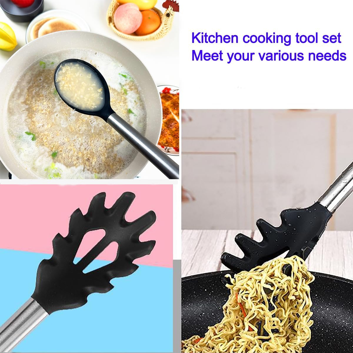 4Pcs Silicone Spatula Turner Slotted Spatula Set Spoon, Spatulas Silicone Heat Resistant Wok Rubber Spatulas for Nonstick Cookware Spatula Cooking Kitchen Utensils Set - Image 3