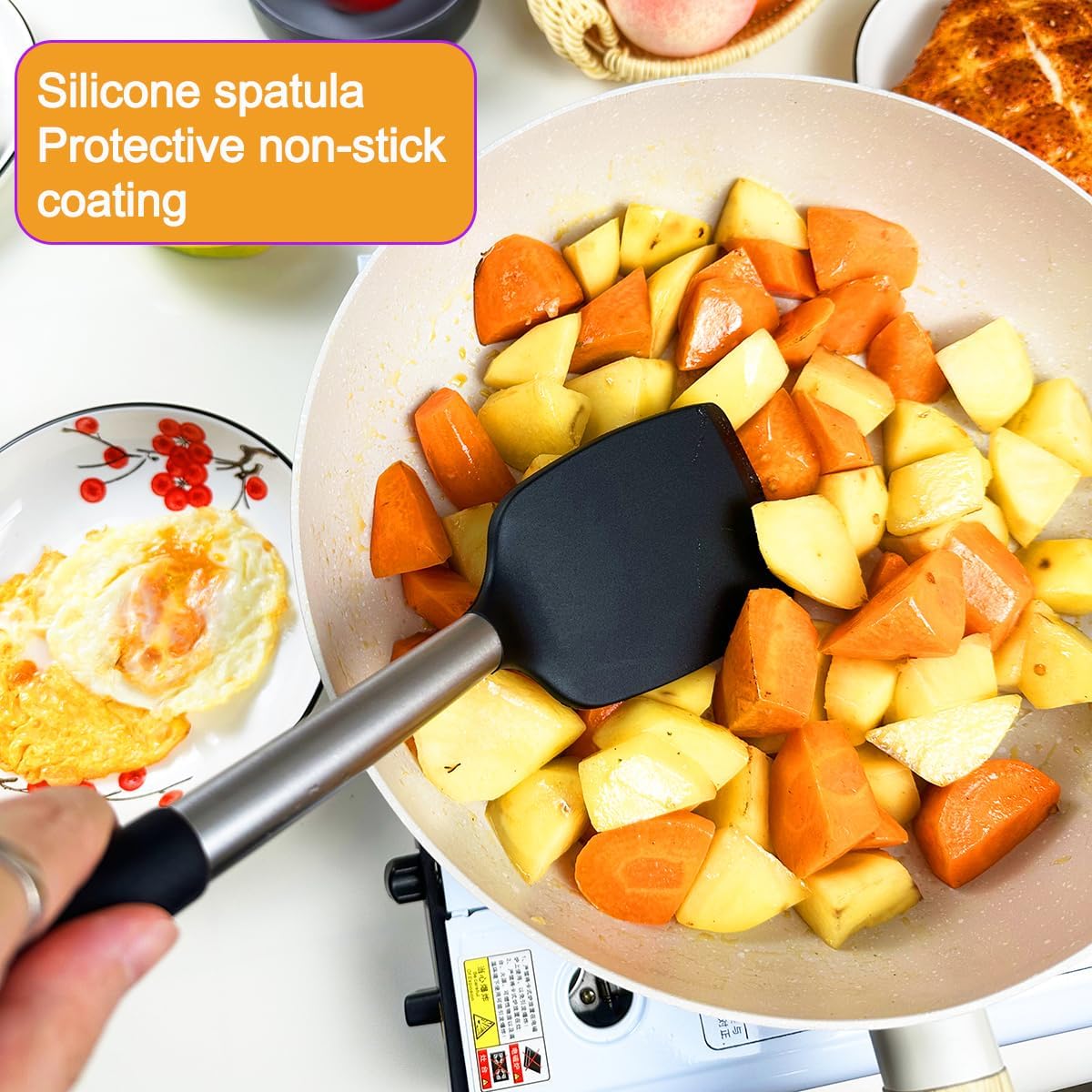 4Pcs Silicone Spatula Turner Slotted Spatula Set Spoon, Spatulas Silicone Heat Resistant Wok Rubber Spatulas for Nonstick Cookware Spatula Cooking Kitchen Utensils Set - Image 4