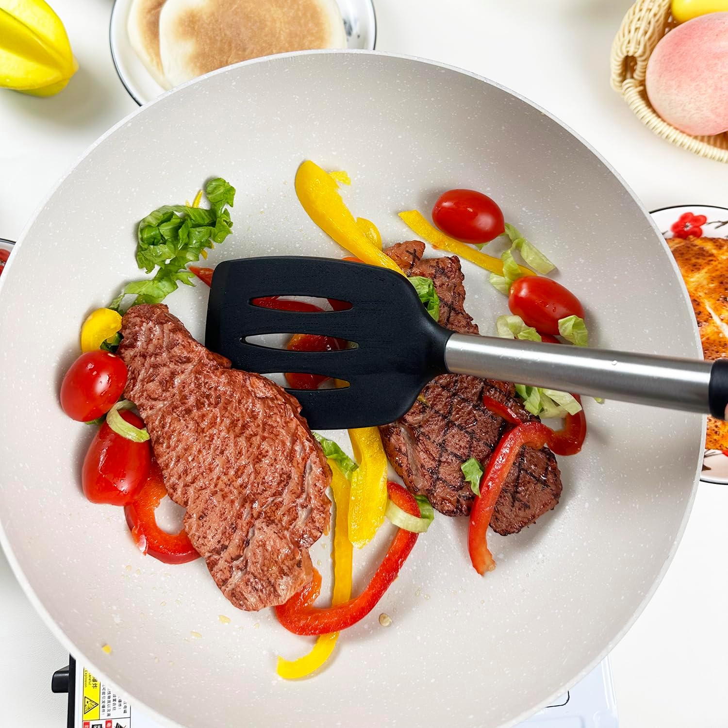 4Pcs Silicone Spatula Turner Slotted Spatula Set Spoon, Spatulas Silicone Heat Resistant Wok Rubber Spatulas for Nonstick Cookware Spatula Cooking Kitchen Utensils Set - Image 5