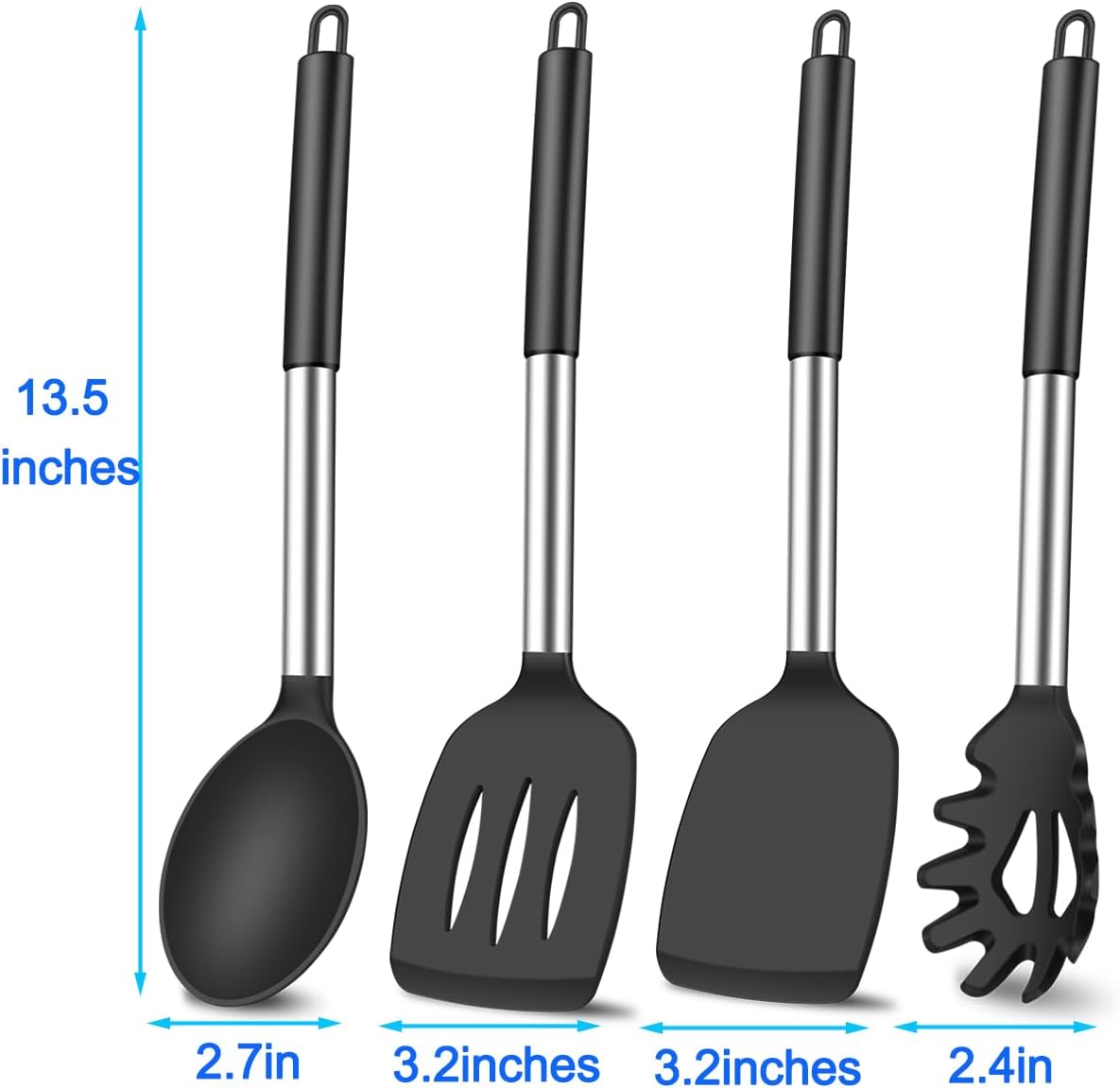 4Pcs Silicone Spatula Turner Slotted Spatula Set Spoon, Spatulas Silicone Heat Resistant Wok Rubber Spatulas for Nonstick Cookware Spatula Cooking Kitchen Utensils Set - Image 7