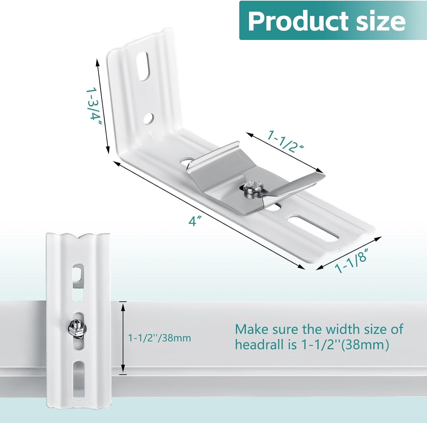 6 Pcs Vertical Blinds L Bracket Vertical Blind Wall Mount with Headrail 1-1/2