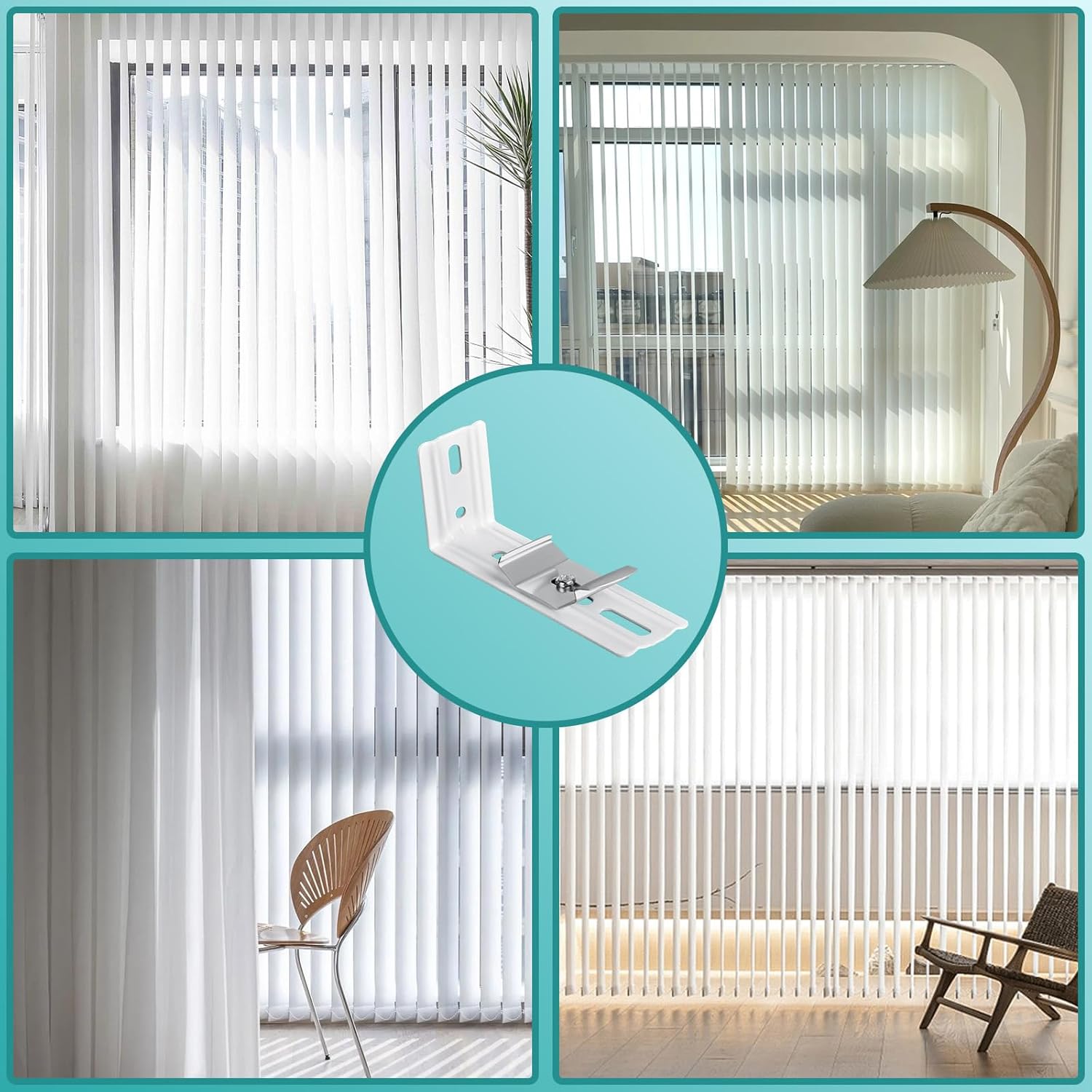 6 Pcs Vertical Blinds L Bracket Vertical Blind Wall Mount with Headrail 1-1/2