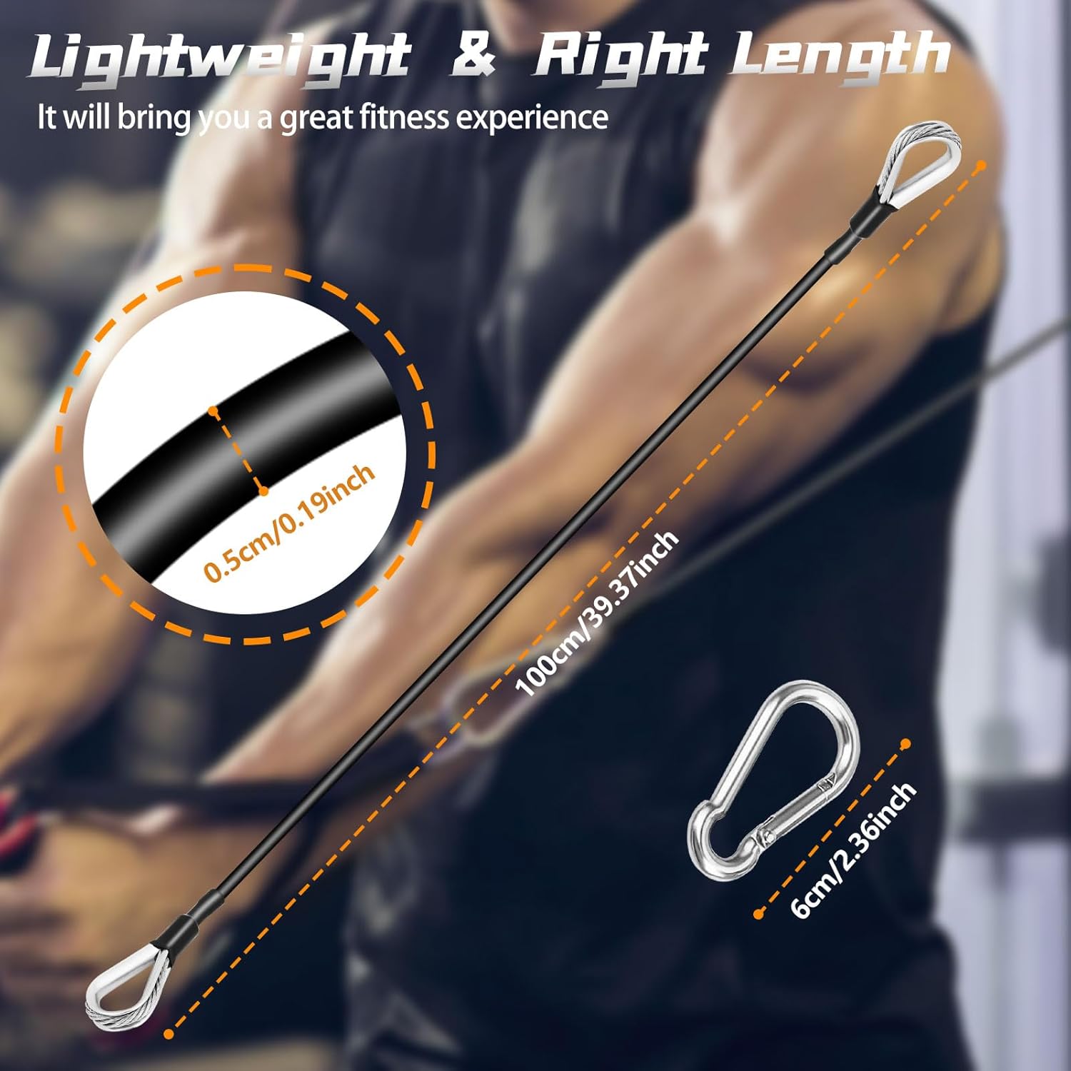 Cable Attachments for Gym, 2PCS Gym Cable Extension Compatible with Gym Accessories, Gym Cable Machine for LAT/Tricep Pull Down, Leg Extensions Machine - Image 2
