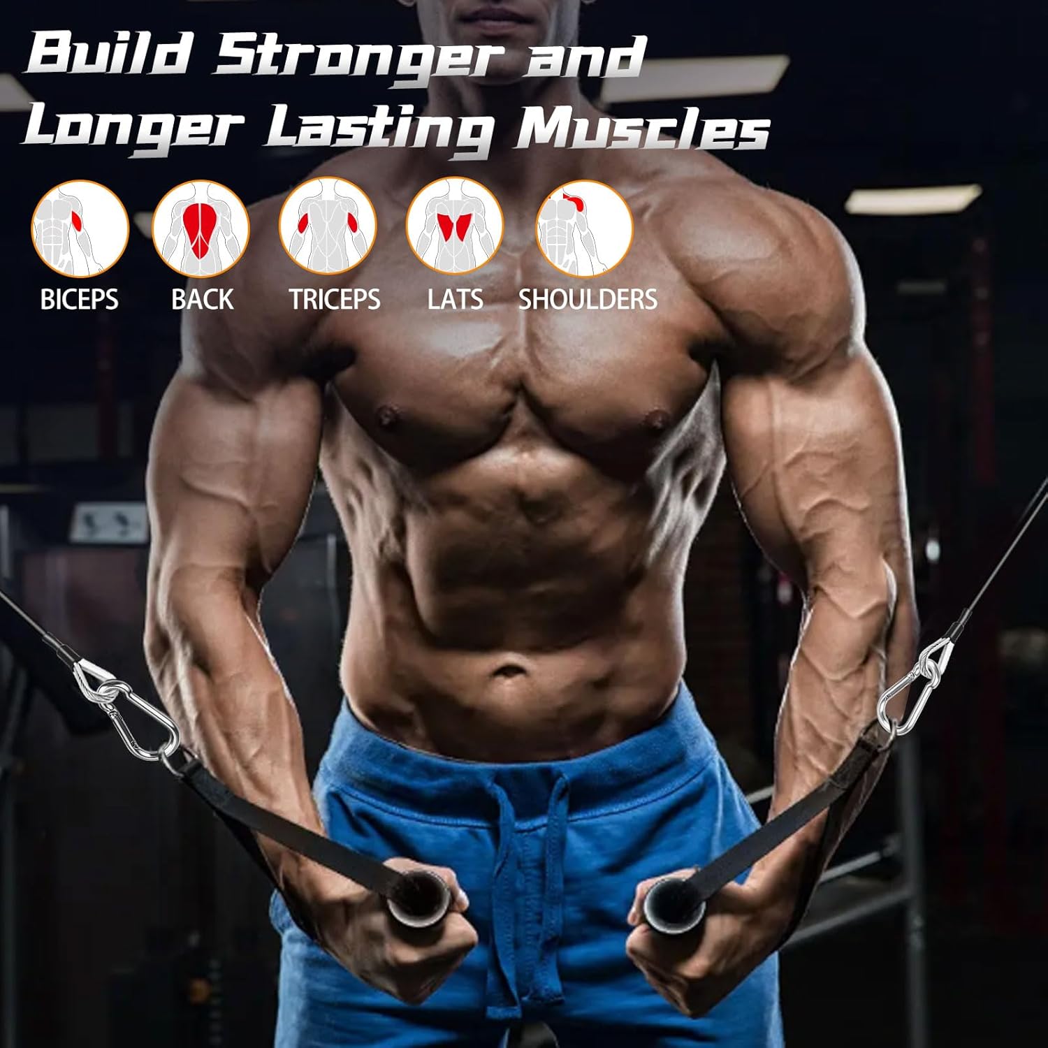Cable Attachments for Gym, 2PCS Gym Cable Extension Compatible with Gym Accessories, Gym Cable Machine for LAT/Tricep Pull Down, Leg Extensions Machine - Image 4
