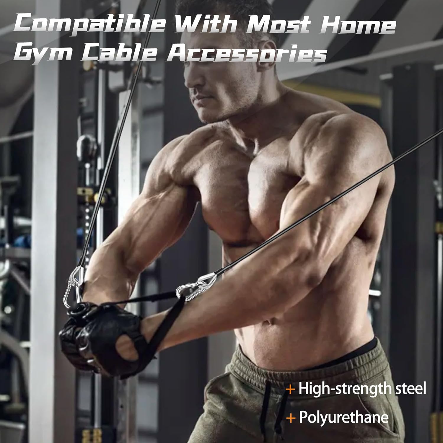 Cable Attachments for Gym, 2PCS Gym Cable Extension Compatible with Gym Accessories, Gym Cable Machine for LAT/Tricep Pull Down, Leg Extensions Machine - Image 6