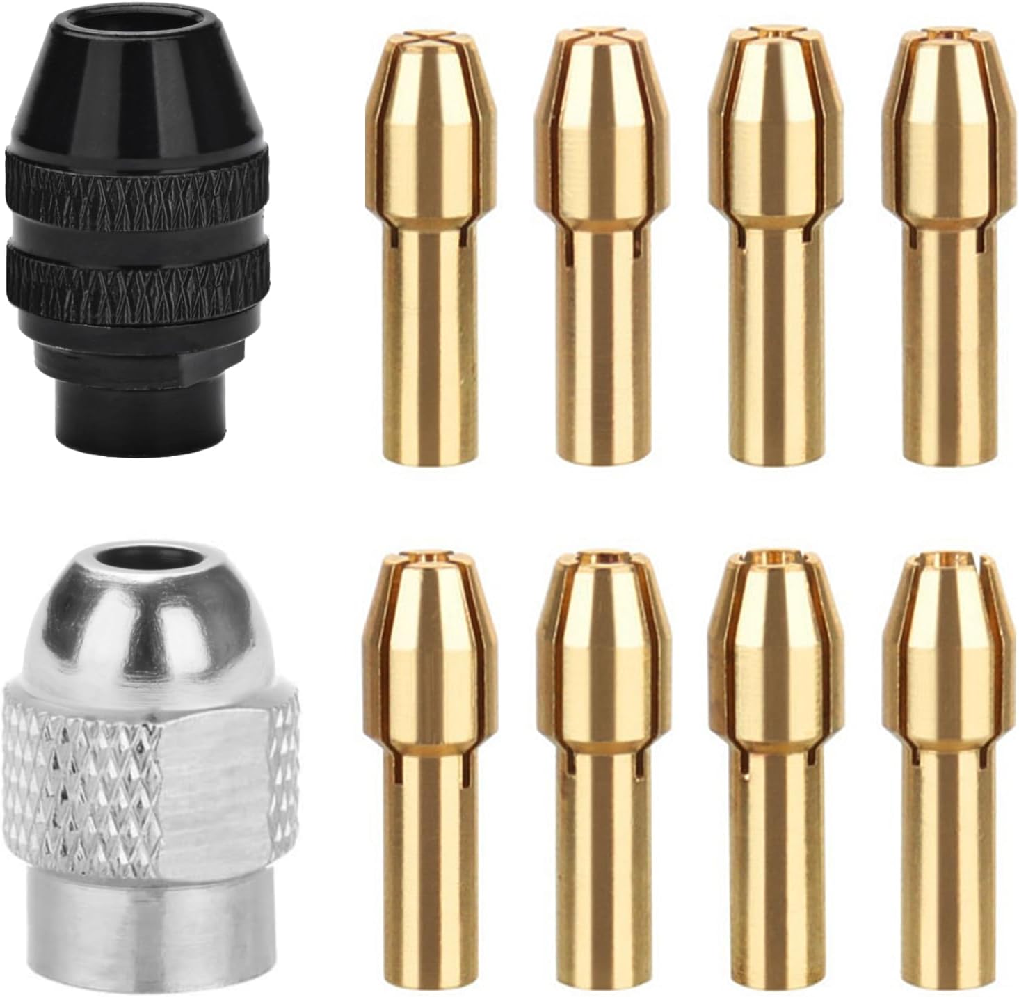 10Pcs Drill Chuck Collet Set for Dremel with 4485 Brass Collet Set 4486 Keyless Chuck for Dremel Rotary Tool 1/32
