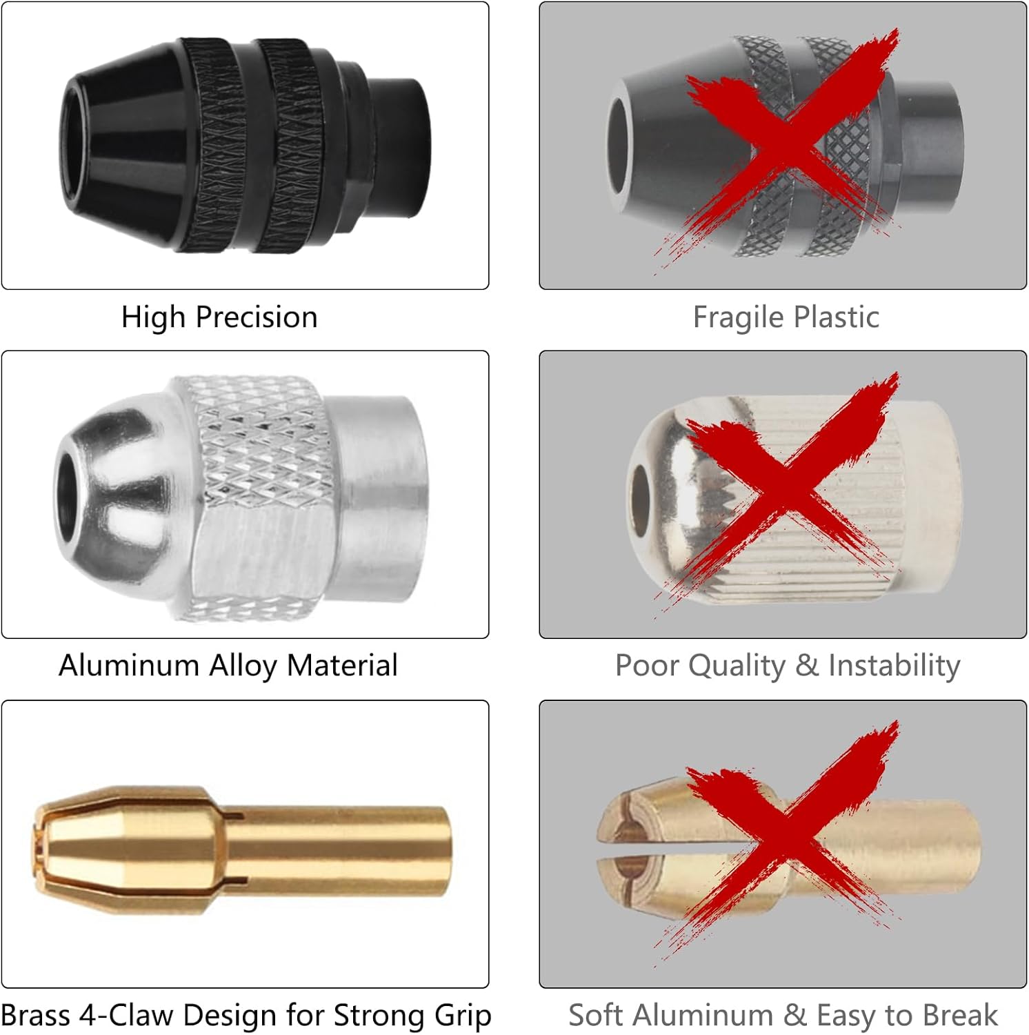 10Pcs Drill Chuck Collet Set for Dremel with 4485 Brass Collet Set 4486 Keyless Chuck for Dremel Rotary Tool 1/32