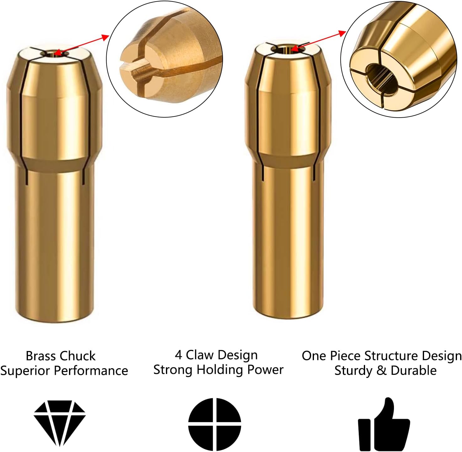10Pcs Drill Chuck Collet Set for Dremel with 4485 Brass Collet Set 4486 Keyless Chuck for Dremel Rotary Tool 1/32