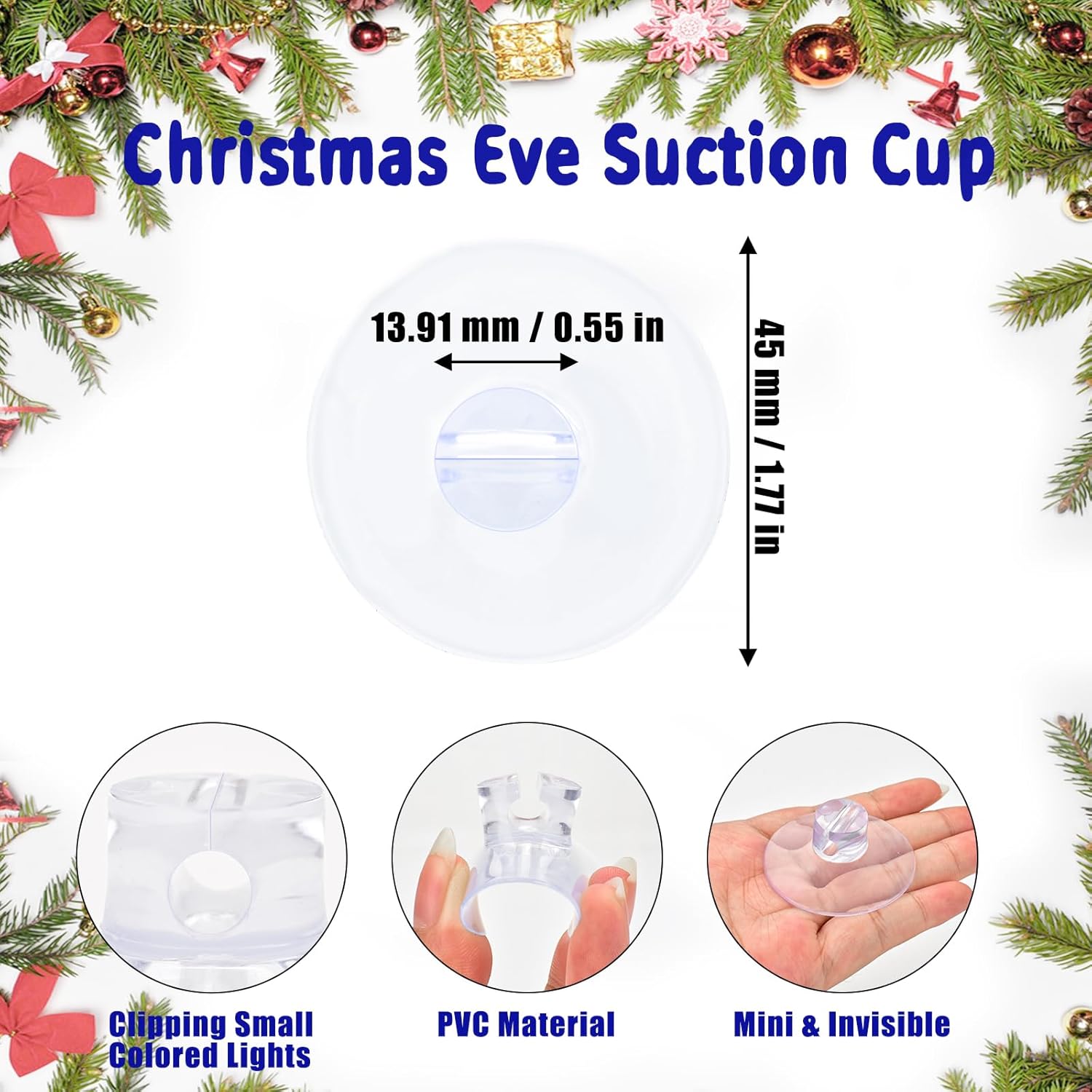 Christmas Light String Suction Cup Holders & Hooks for Seasonal Lights & Xmas Decorations (50Pcs) - Image 2